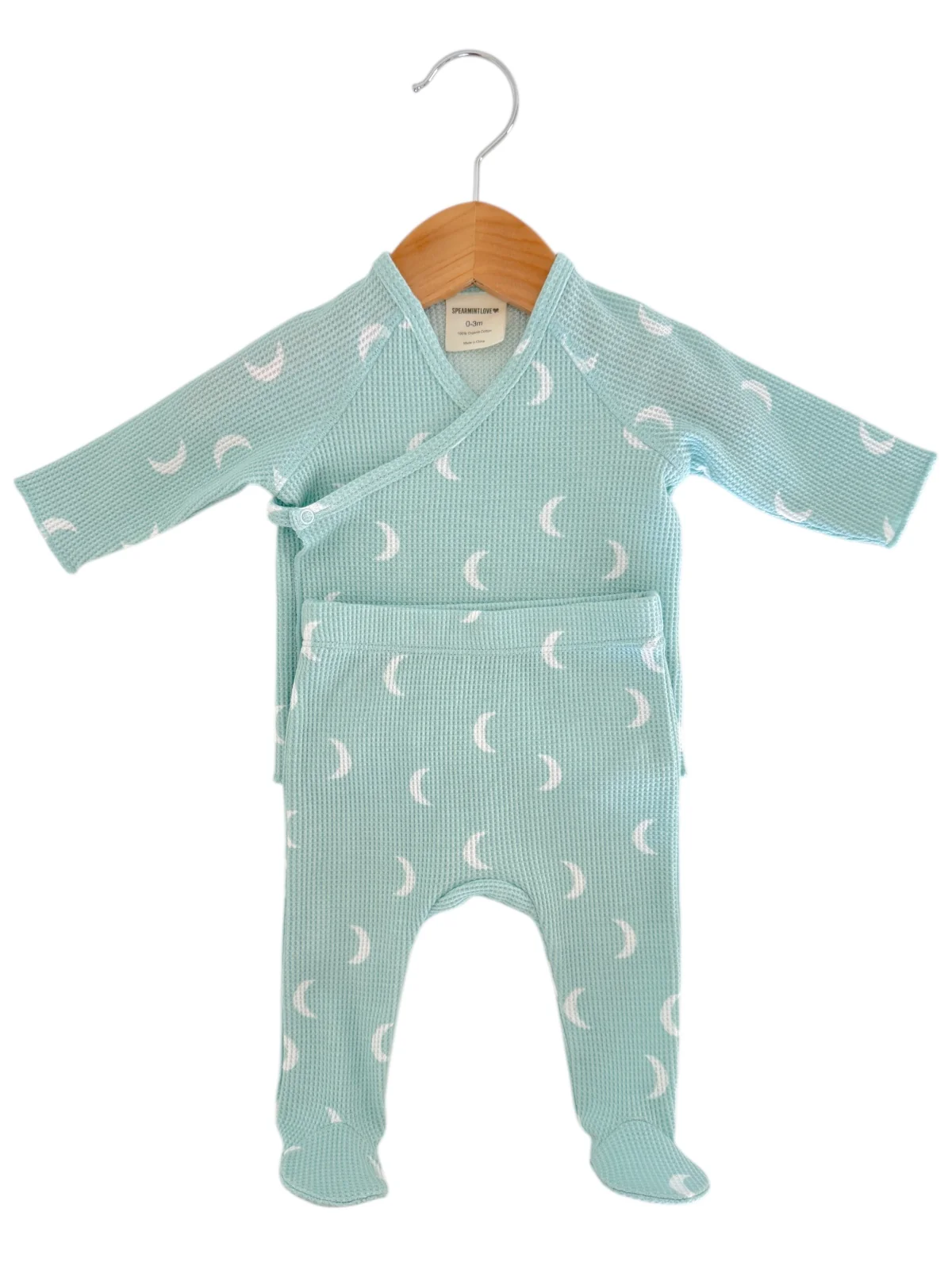Organic Waffle Kimono & Pant Set, Light Blue Moon - Image 4
