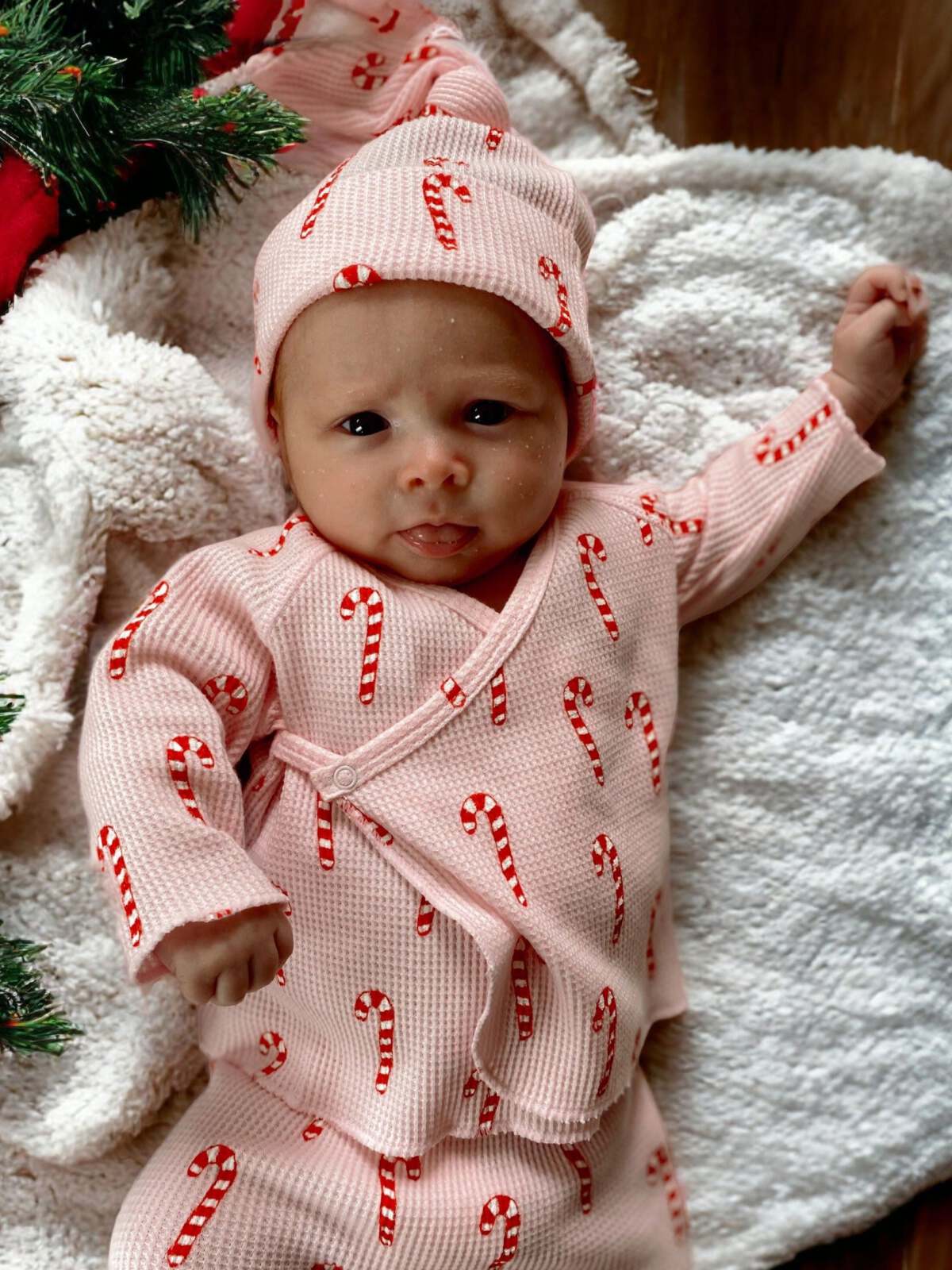 Organic Waffle Kimono & Pant Set, Pink Candy Cane