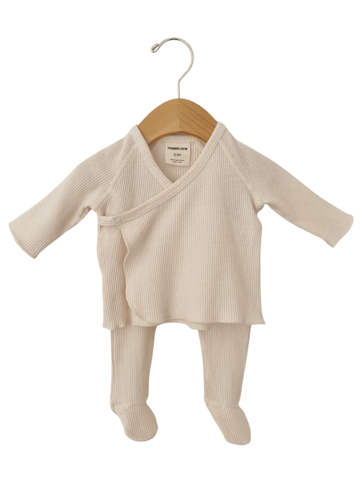 Organic Waffle Kimono & Pant Set, Snow - Image 2