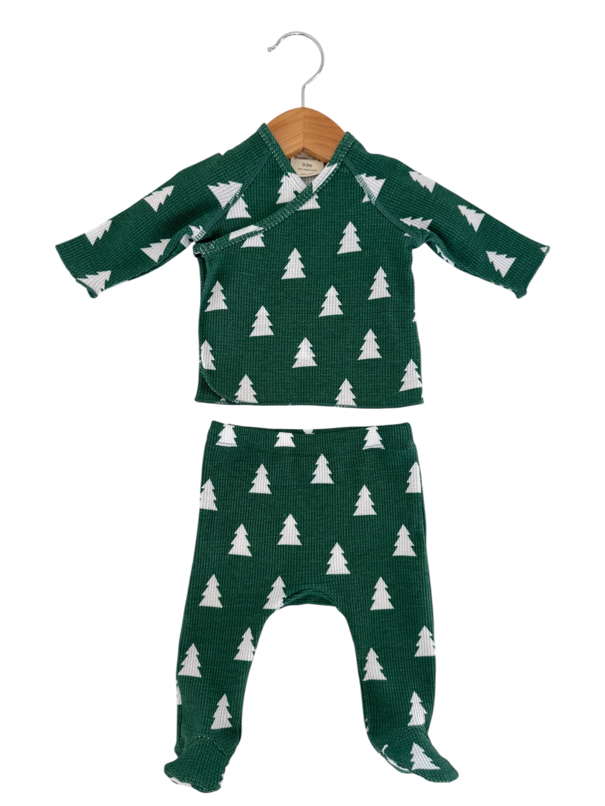 Organic Waffle Kimono & Pant Set, Spruce Trees