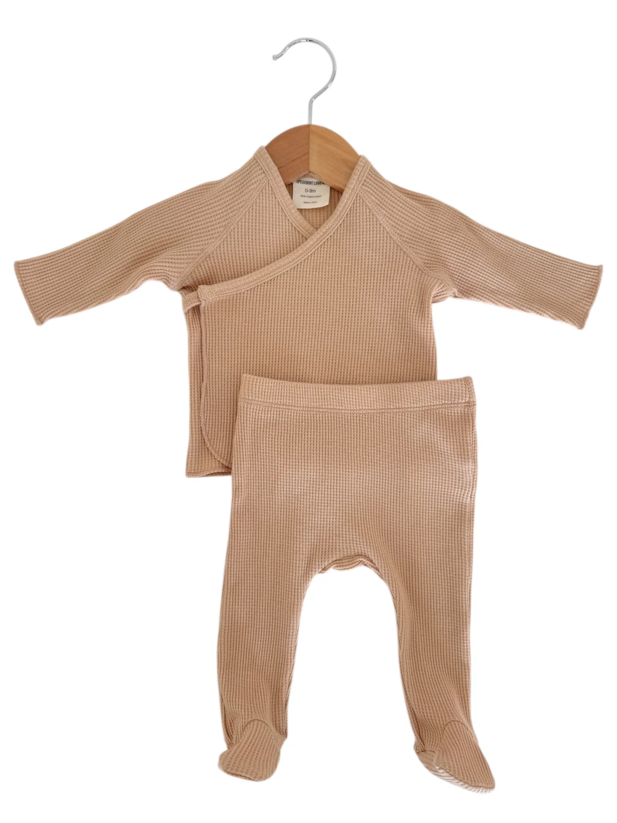 Organic Waffle Kimono & Pant Set, Tan - Image 5