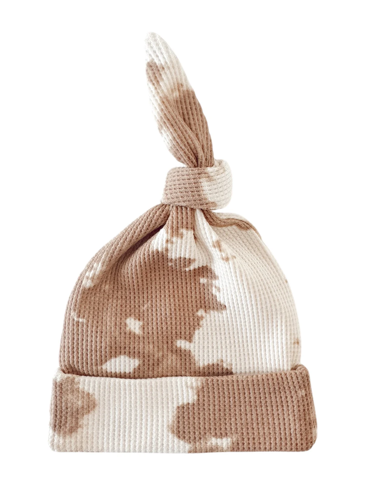 Organic Waffle Knot Beanie, Almond Tie Dye - Image 2