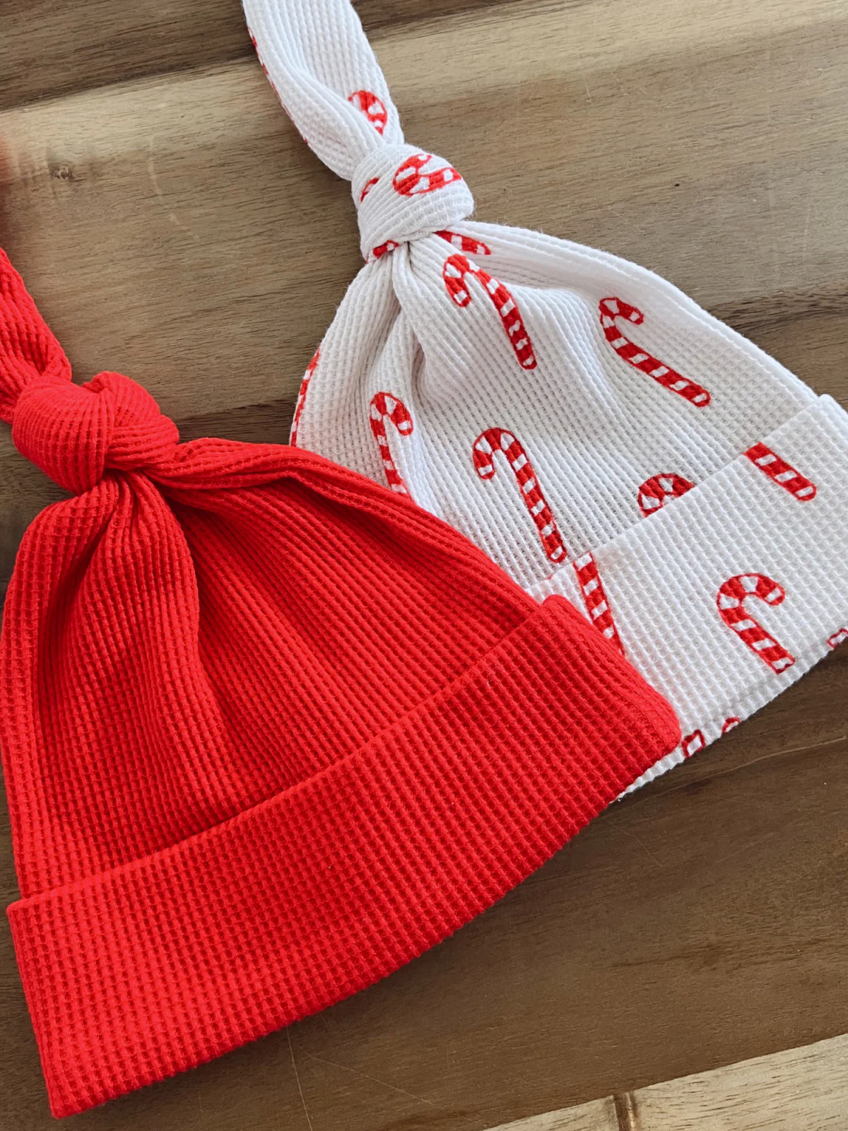 Organic Waffle Knot Beanie, Candy Cane - Image 4