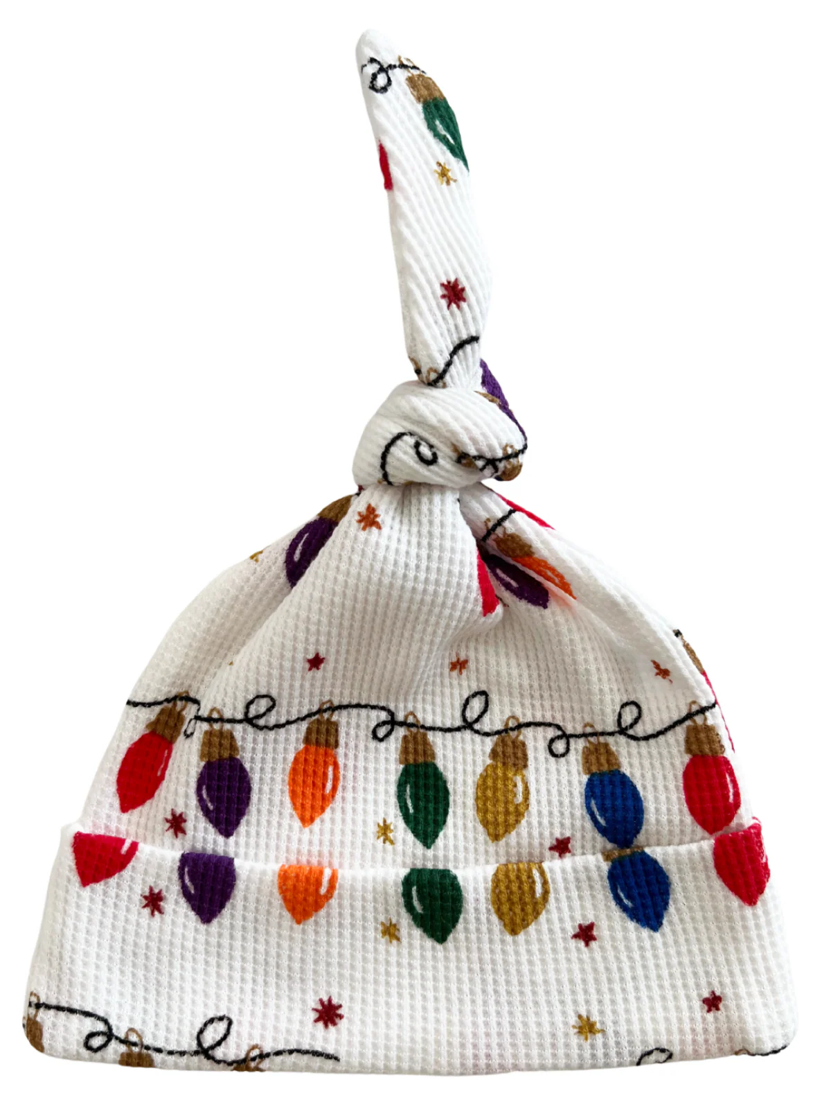 Organic Waffle Knot Beanie, Christmas Lights