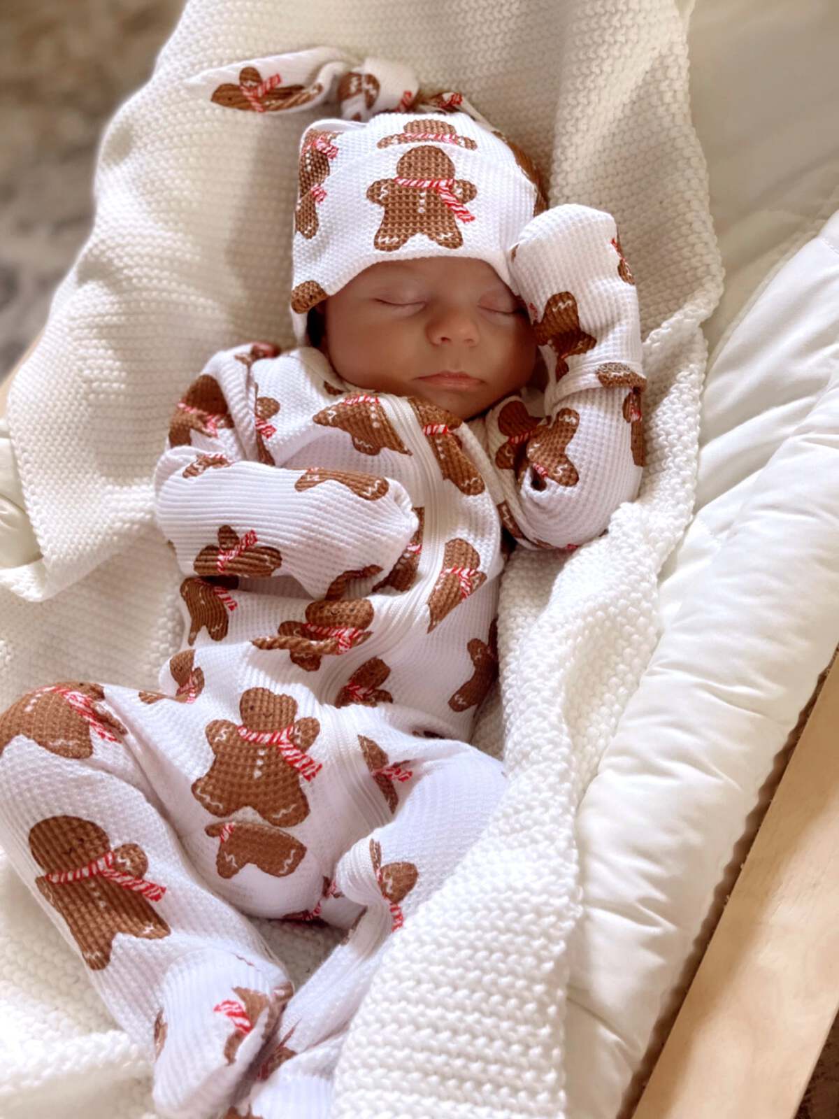 Organic Waffle Knot Beanie, Gingerbread Man - Image 2