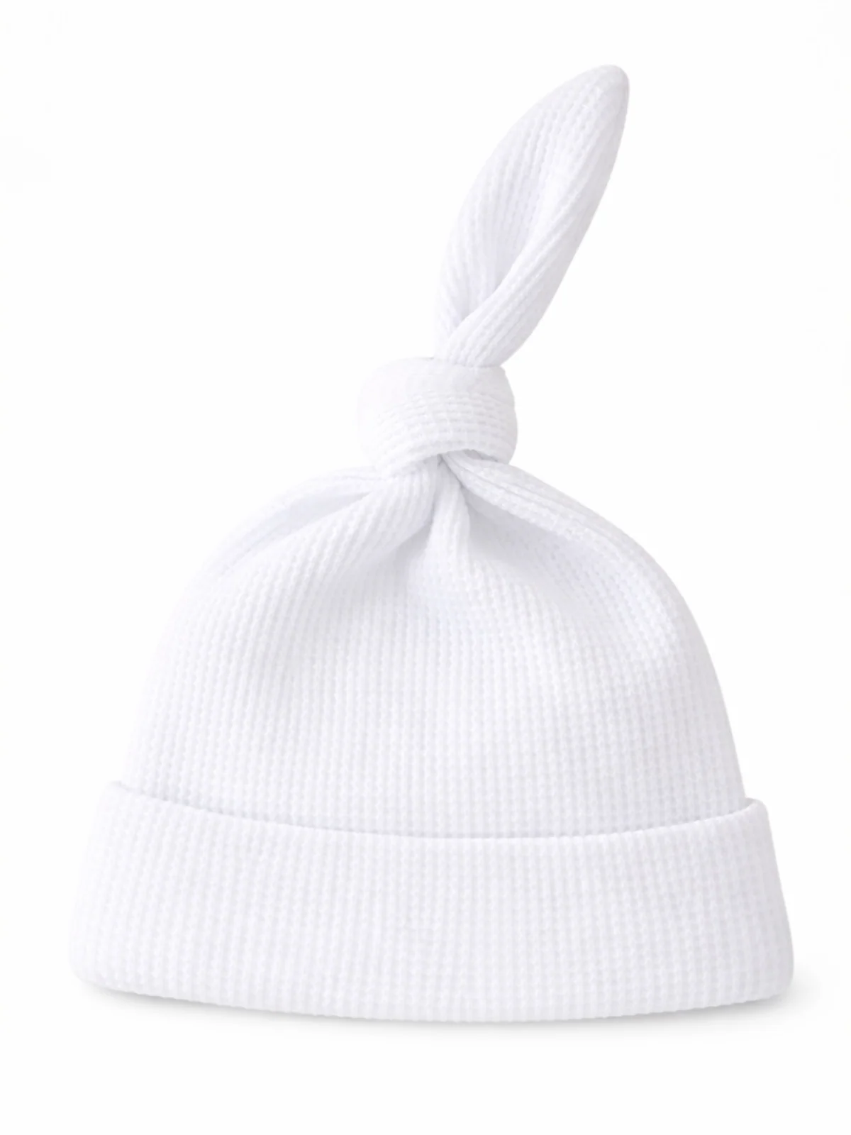 Organic Waffle Knot Beanie, Lucent White