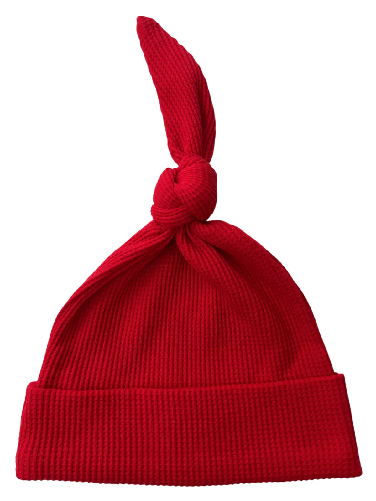 Organic Waffle Knot Beanie, Red - Image 2