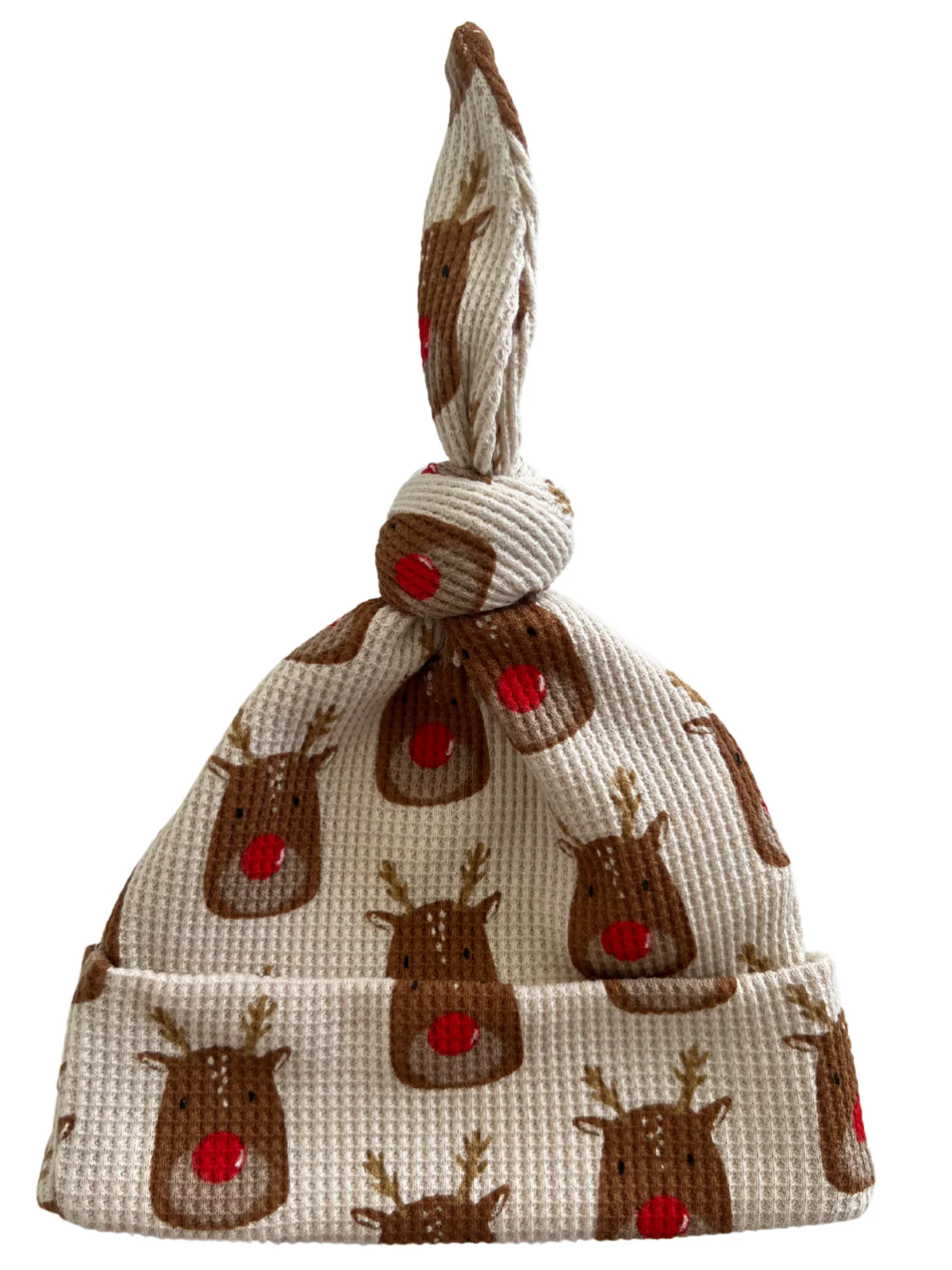 Organic Waffle Knot Beanie, Reindeer - Image 2