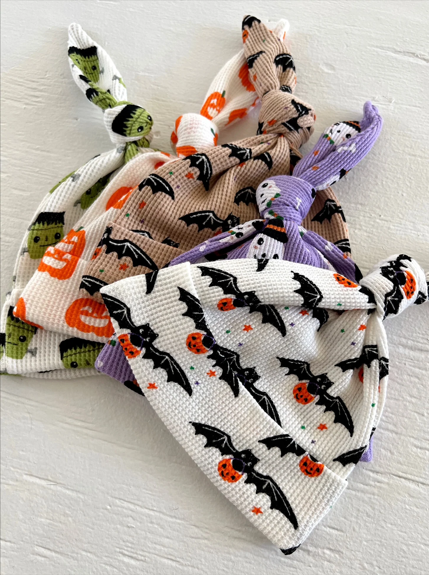 Organic Waffle Knot Beanie, Spooky Skeleton - Image 4