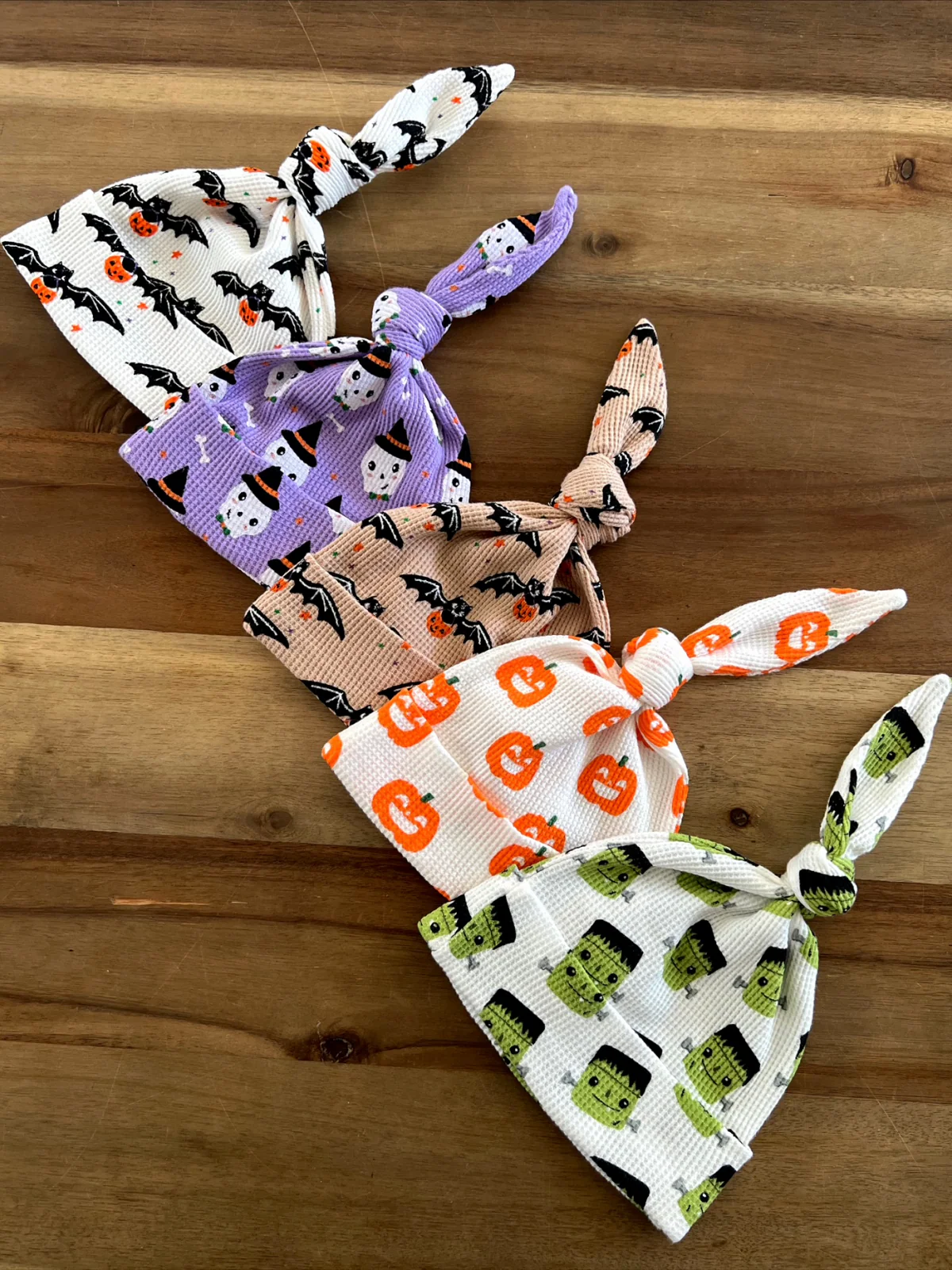 Organic Waffle Knot Beanie, Trick or Treating Bat - Image 6
