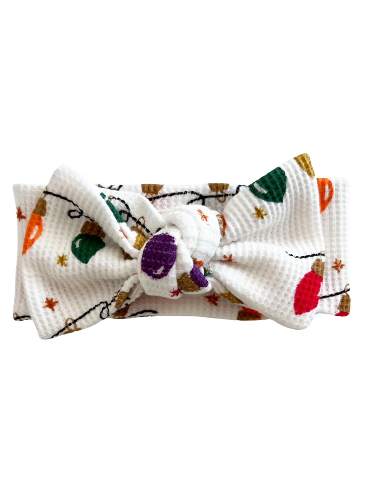 Organic Waffle Knot Bow, Christmas Lights - Image 2