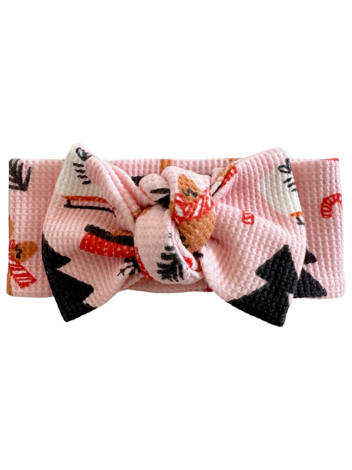 Organic Waffle Knot Bow, Gingerbread Wonderland Blush - Image 2