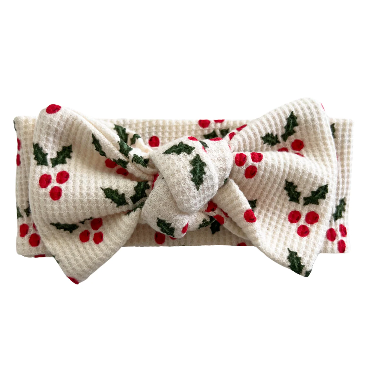 Organic Waffle Knot Bow, Holly - Image 2