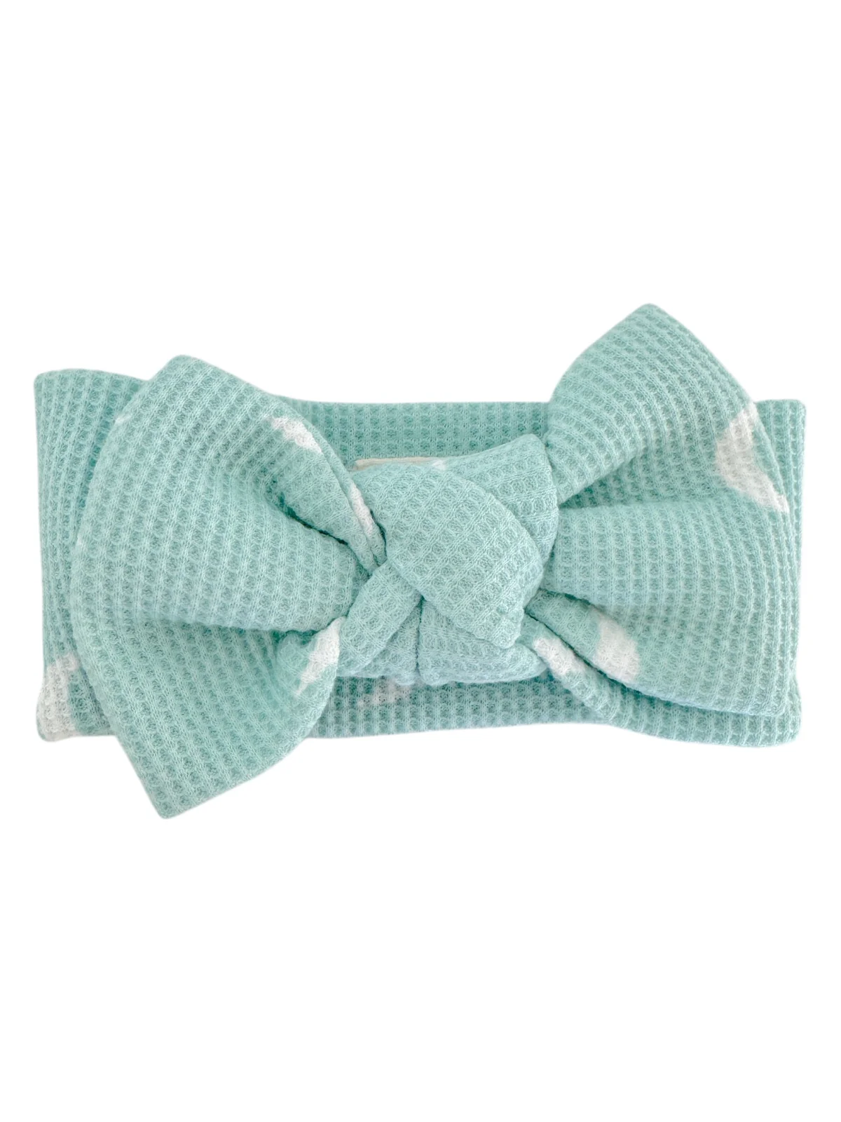 Organic Waffle Knot Bow, Light Blue Moon