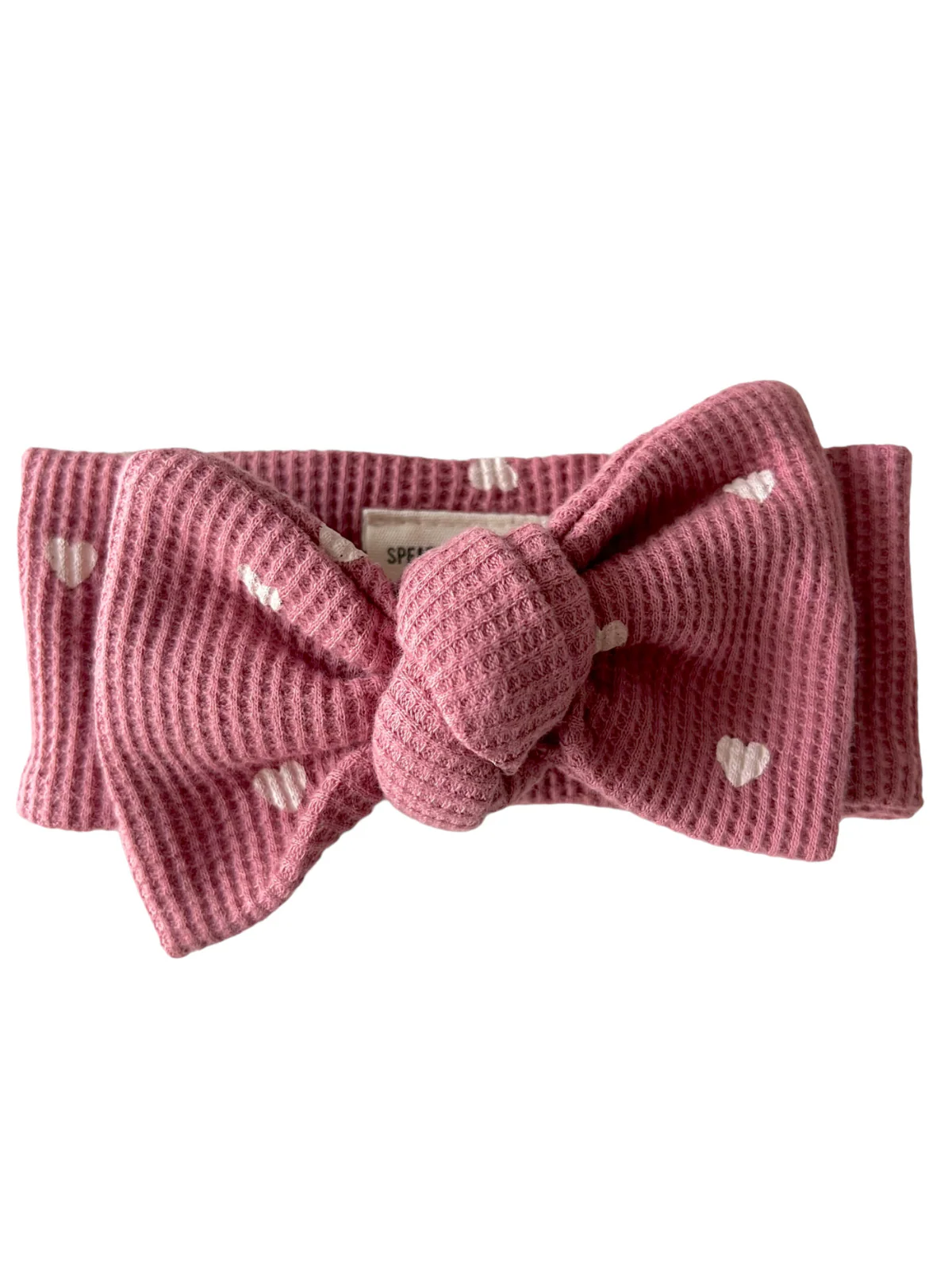 Organic Waffle Knot Bow, Mauve Heart - Image 2