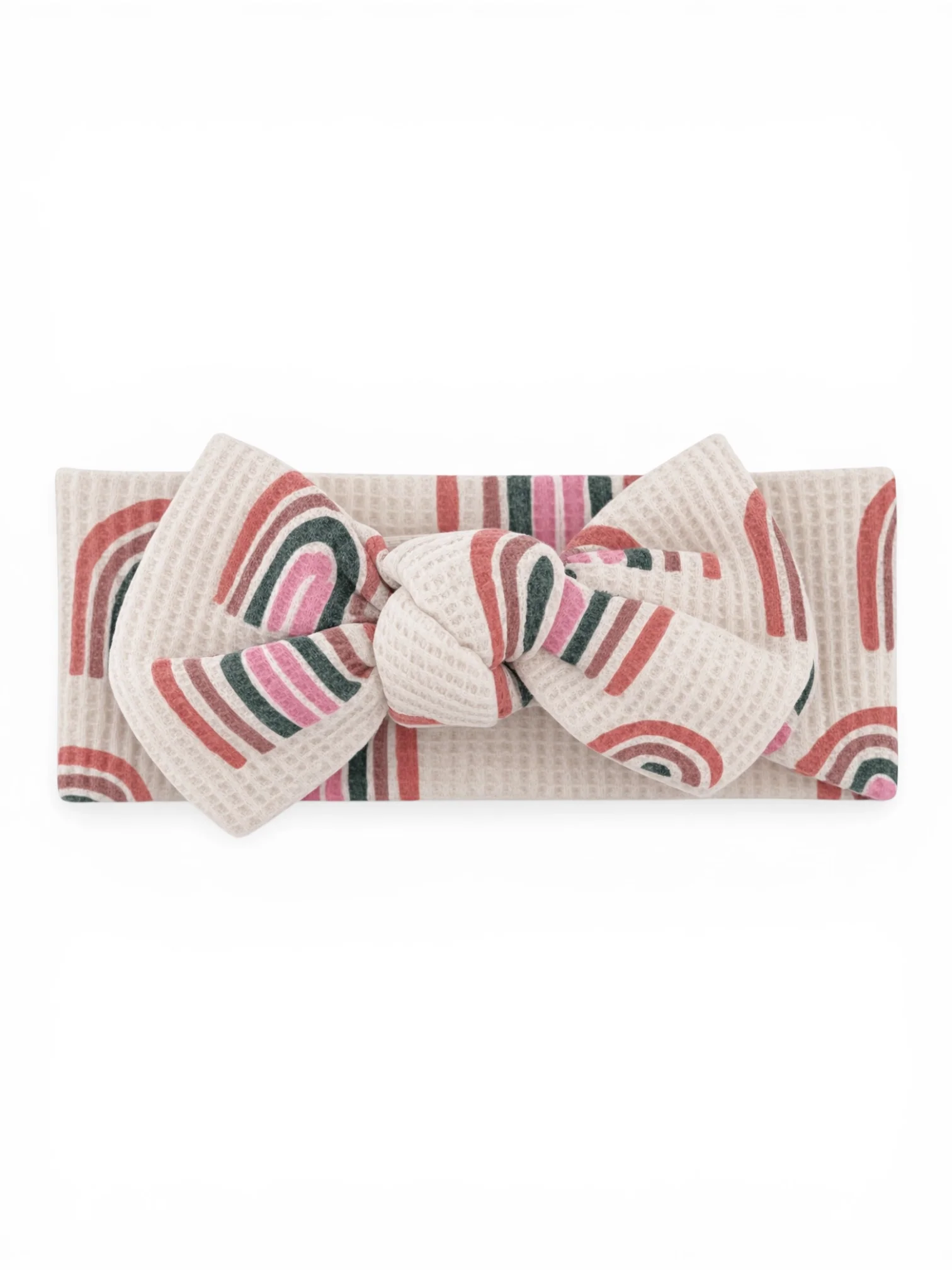Organic Waffle Knot Bow, Pink Rainbow