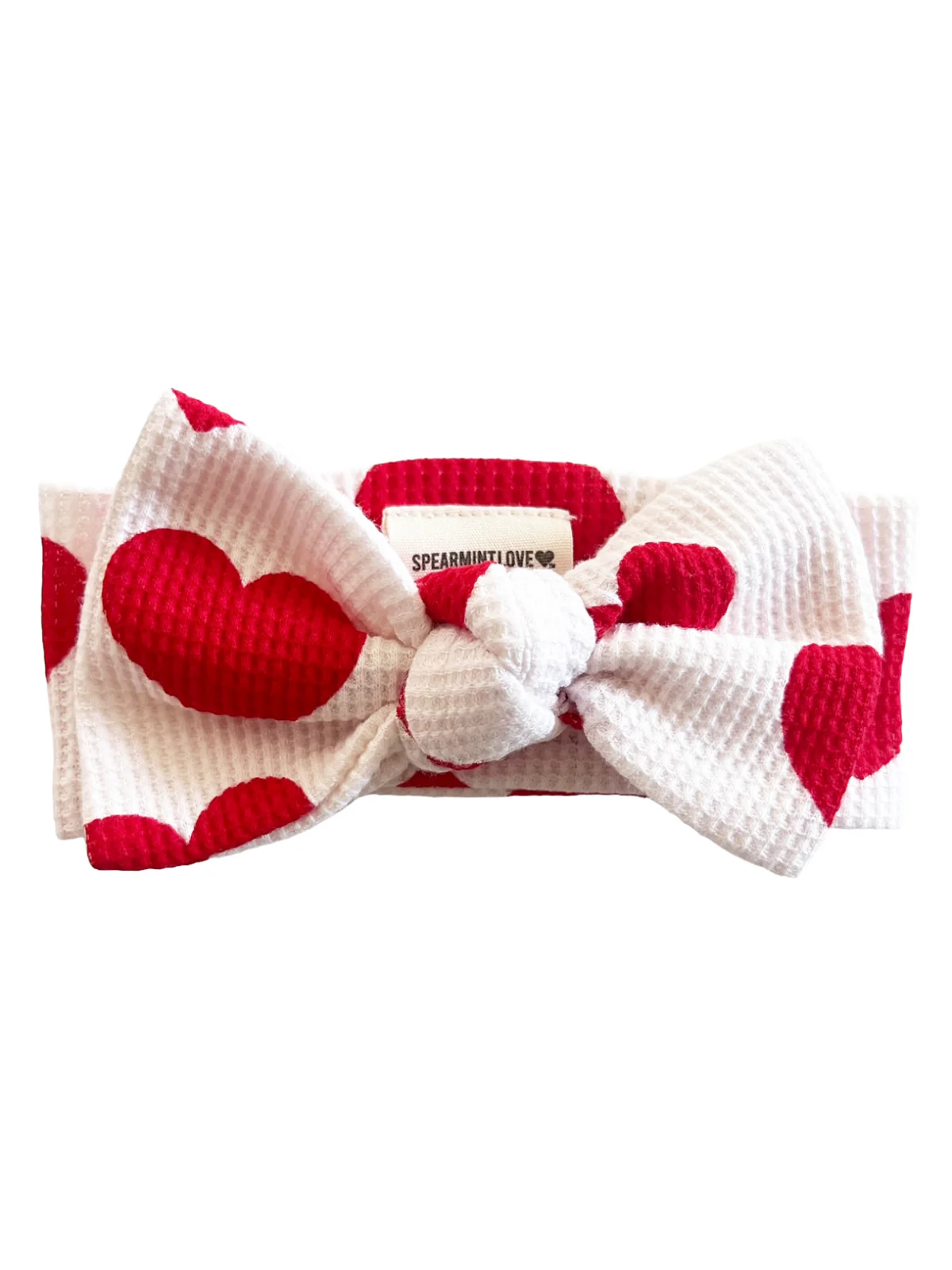 Organic Waffle Knot Bow, Red Heart - Image 2