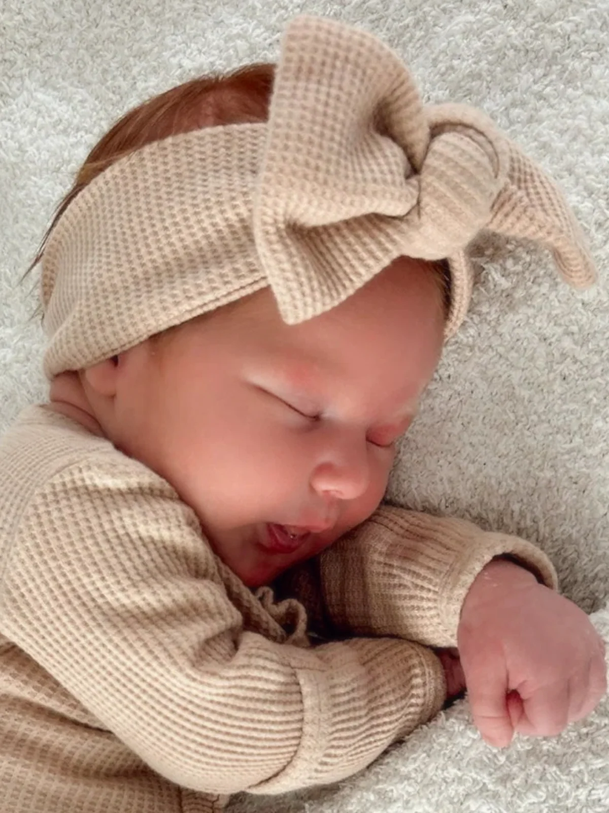 Organic Waffle Knot Bow, Tan