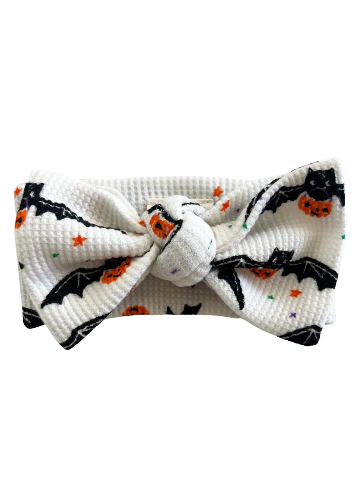 Organic Waffle Knot Bow, Trick or Treating Bat