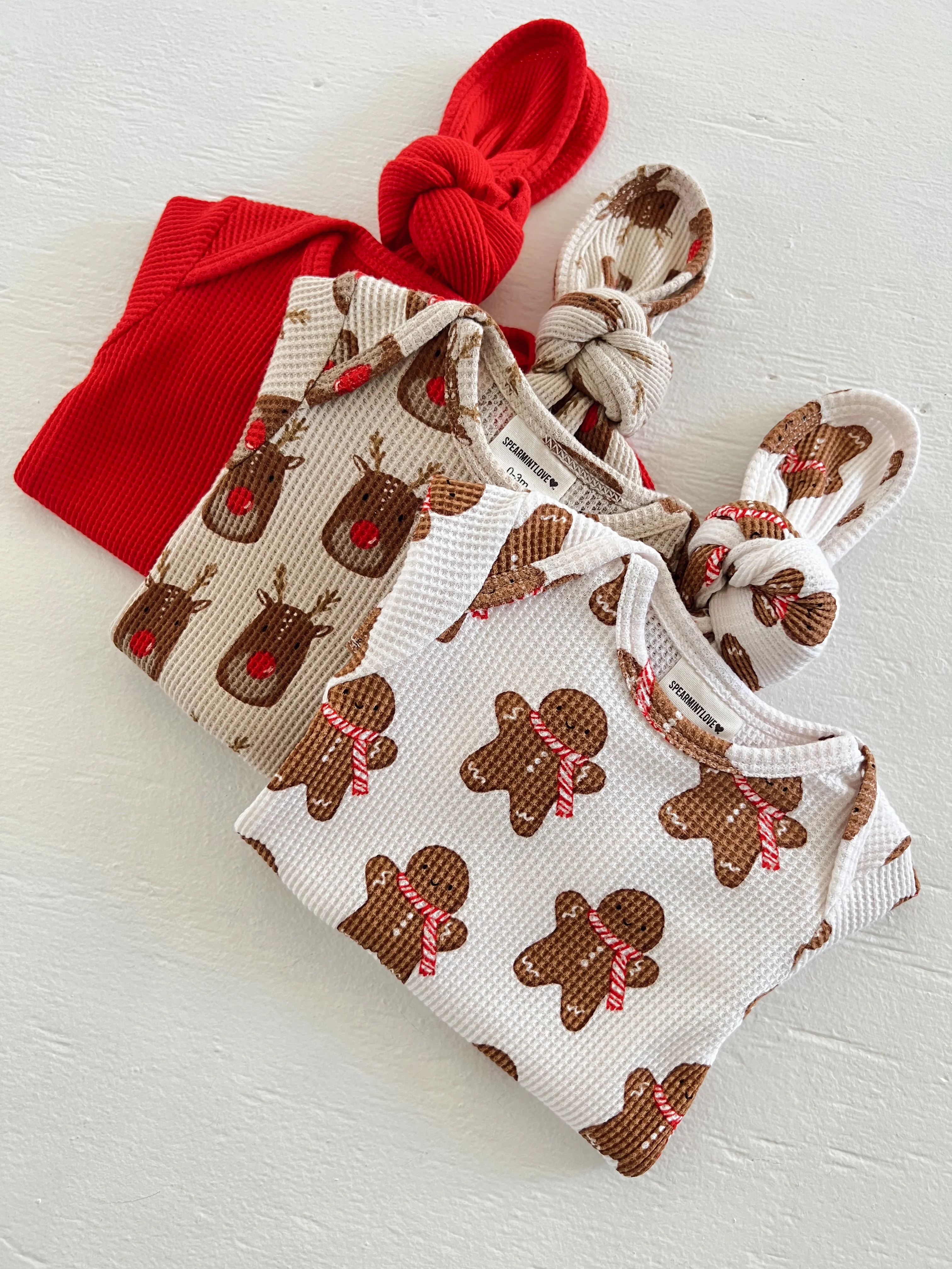 Organic Waffle Knotted Gown, Gingerbread Man - Image 6