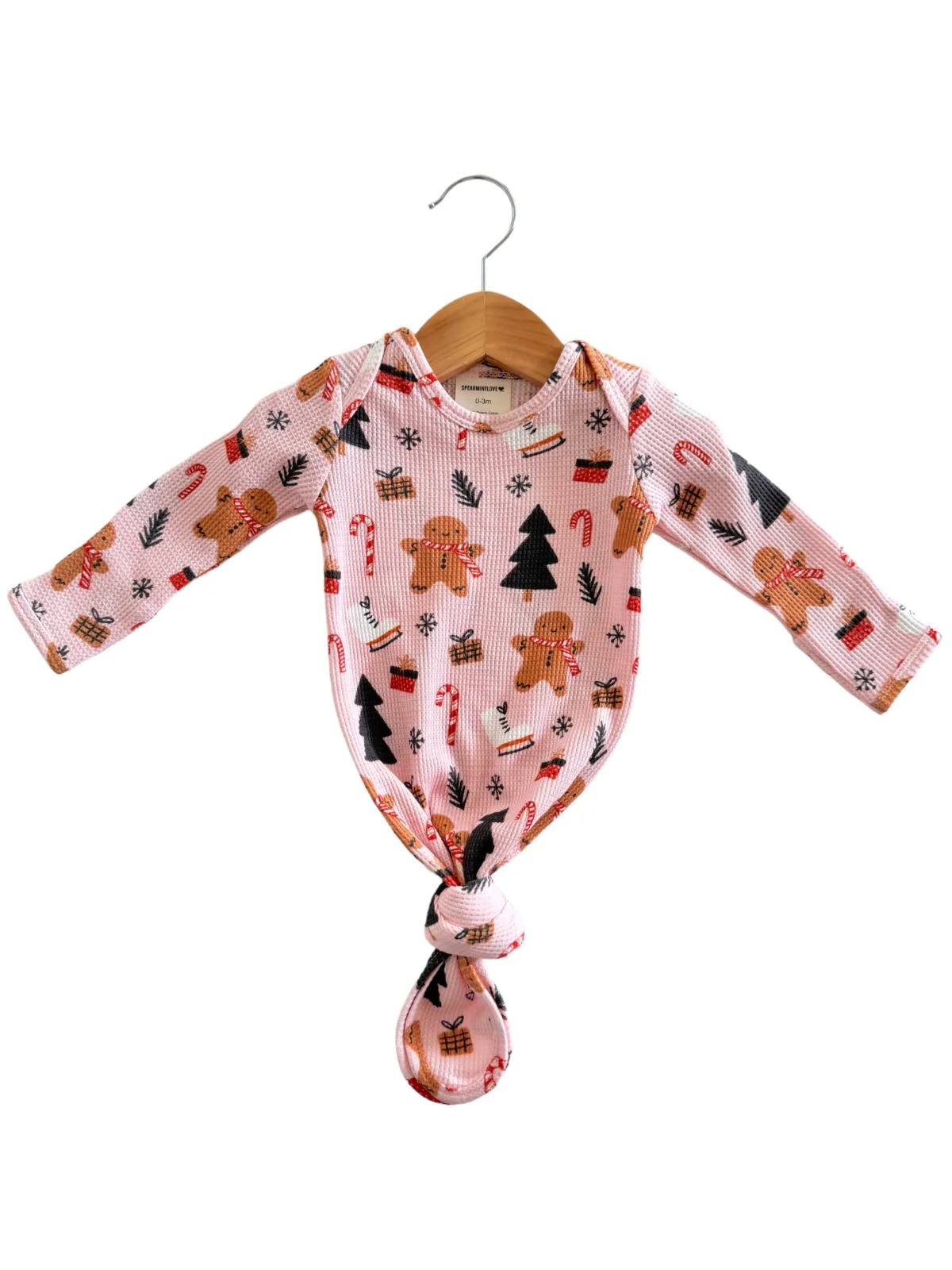 Organic Waffle Knotted Gown, Gingerbread Wonderland Blush - Image 4