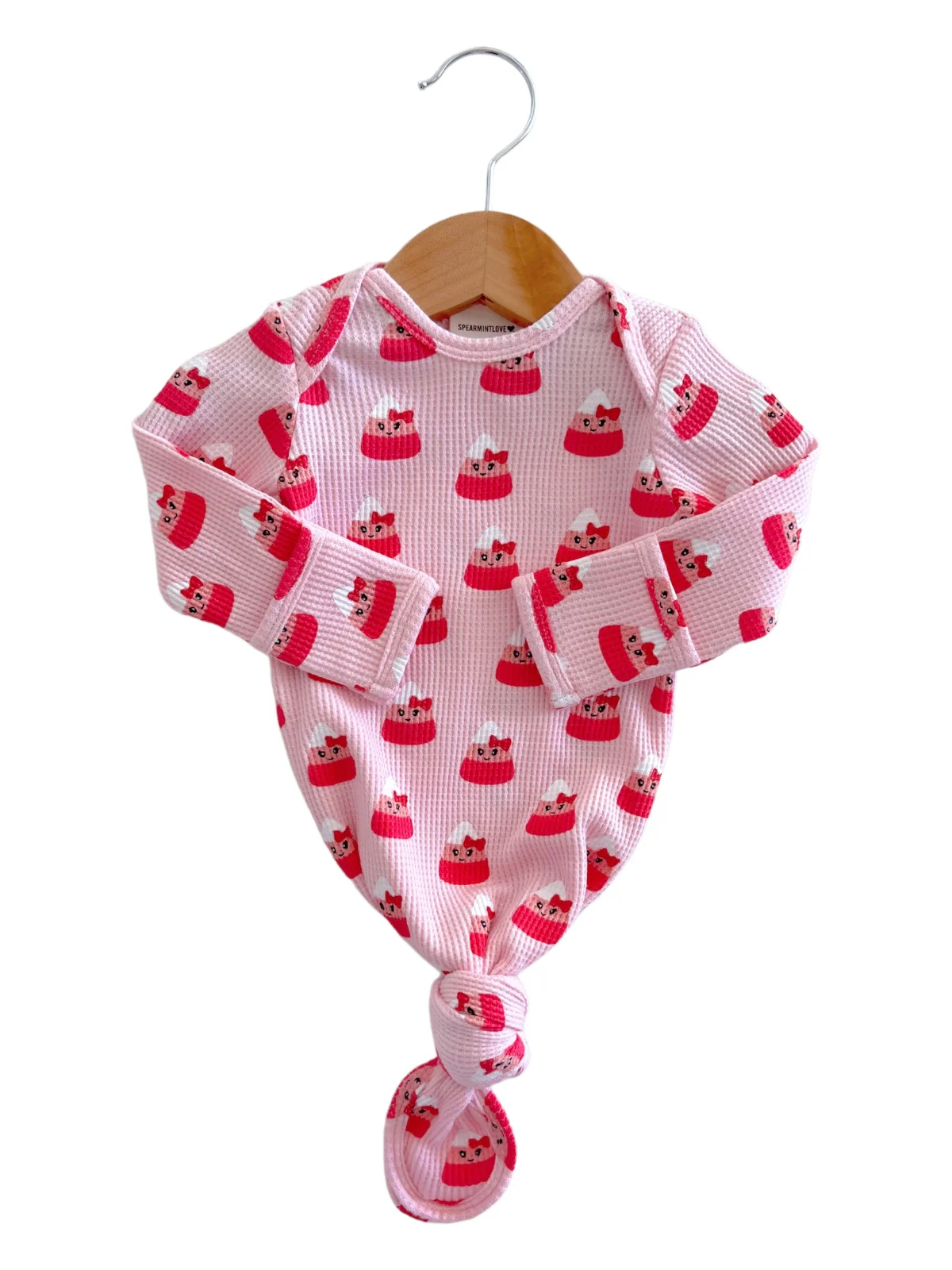 Organic Waffle Knotted Gown, Miss Candy Corn - Image 2
