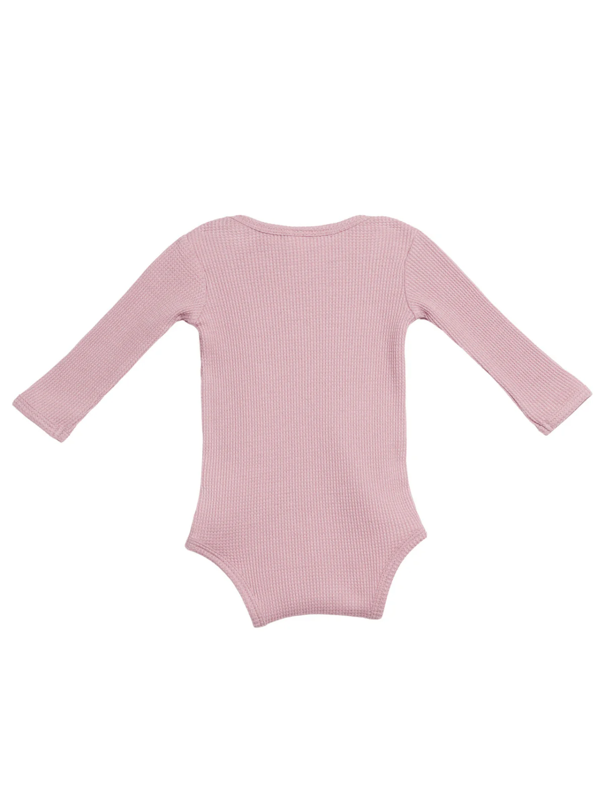 Organic Waffle Long Sleeve Bodysuit, Blush - Image 2