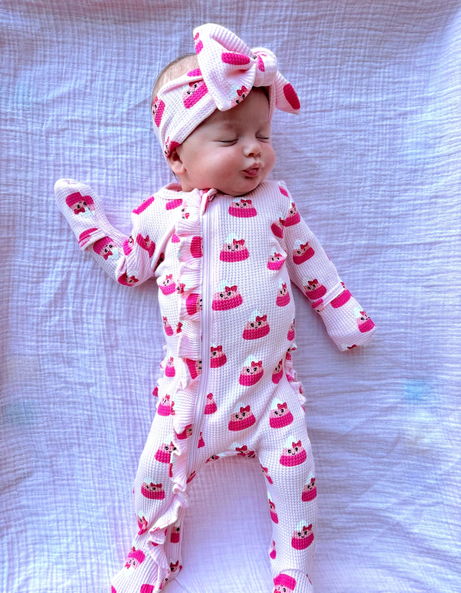 Organic Waffle Ruffle Zip Footie, Miss Candy Corn - Image 6