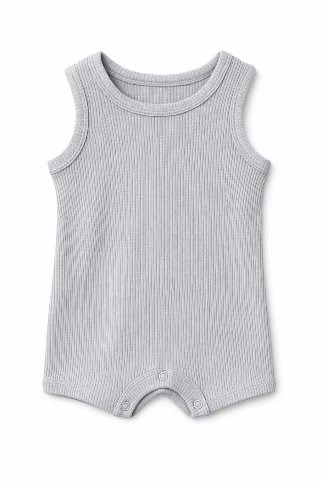 Organic Waffle Shortie Romper, Silver