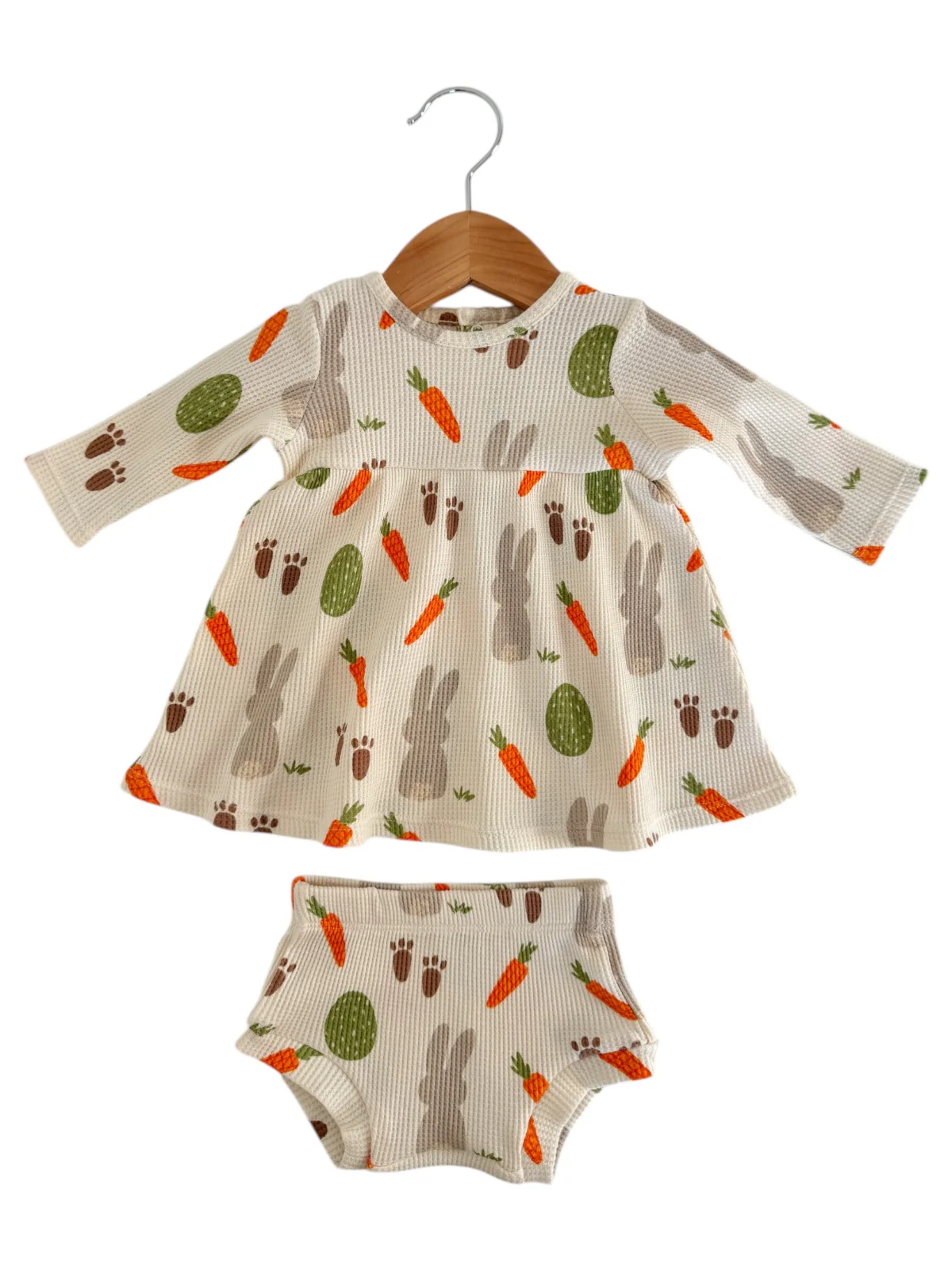 Organic Waffle Simple Dress & Bloomer, Cottontail - Image 2