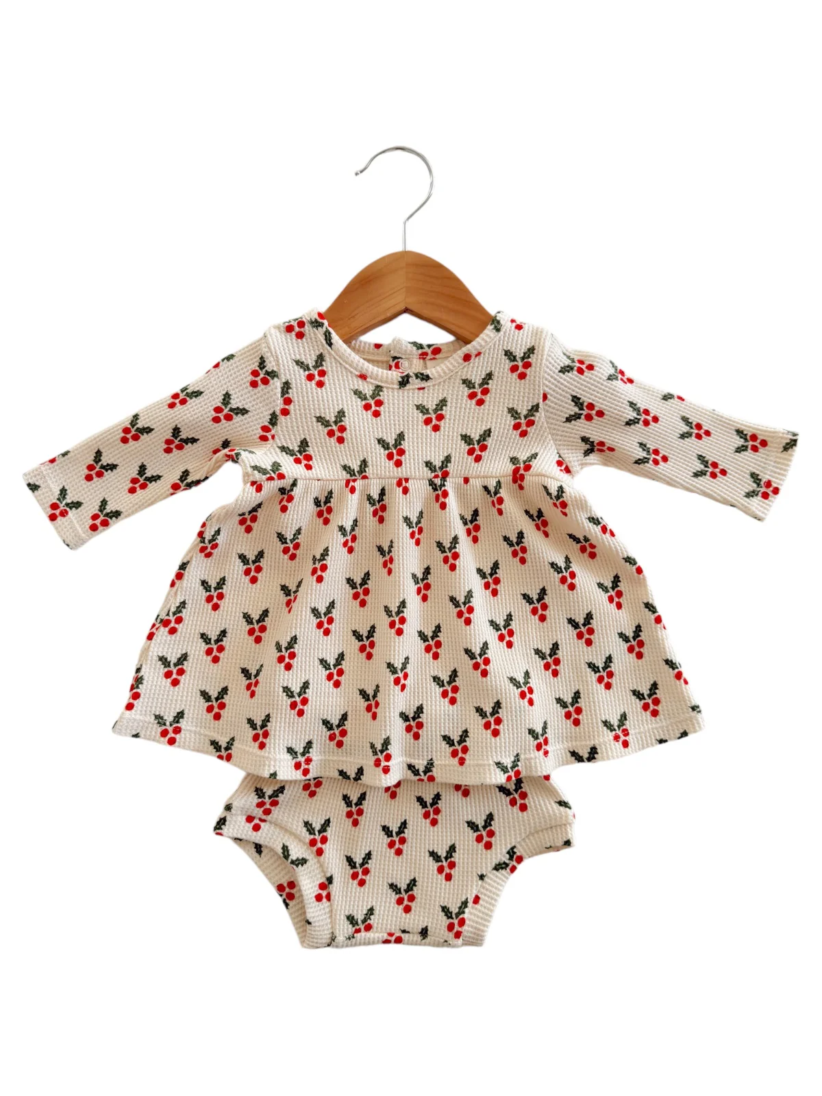 Organic Waffle Simple Dress & Bloomer, Holly - Image 2
