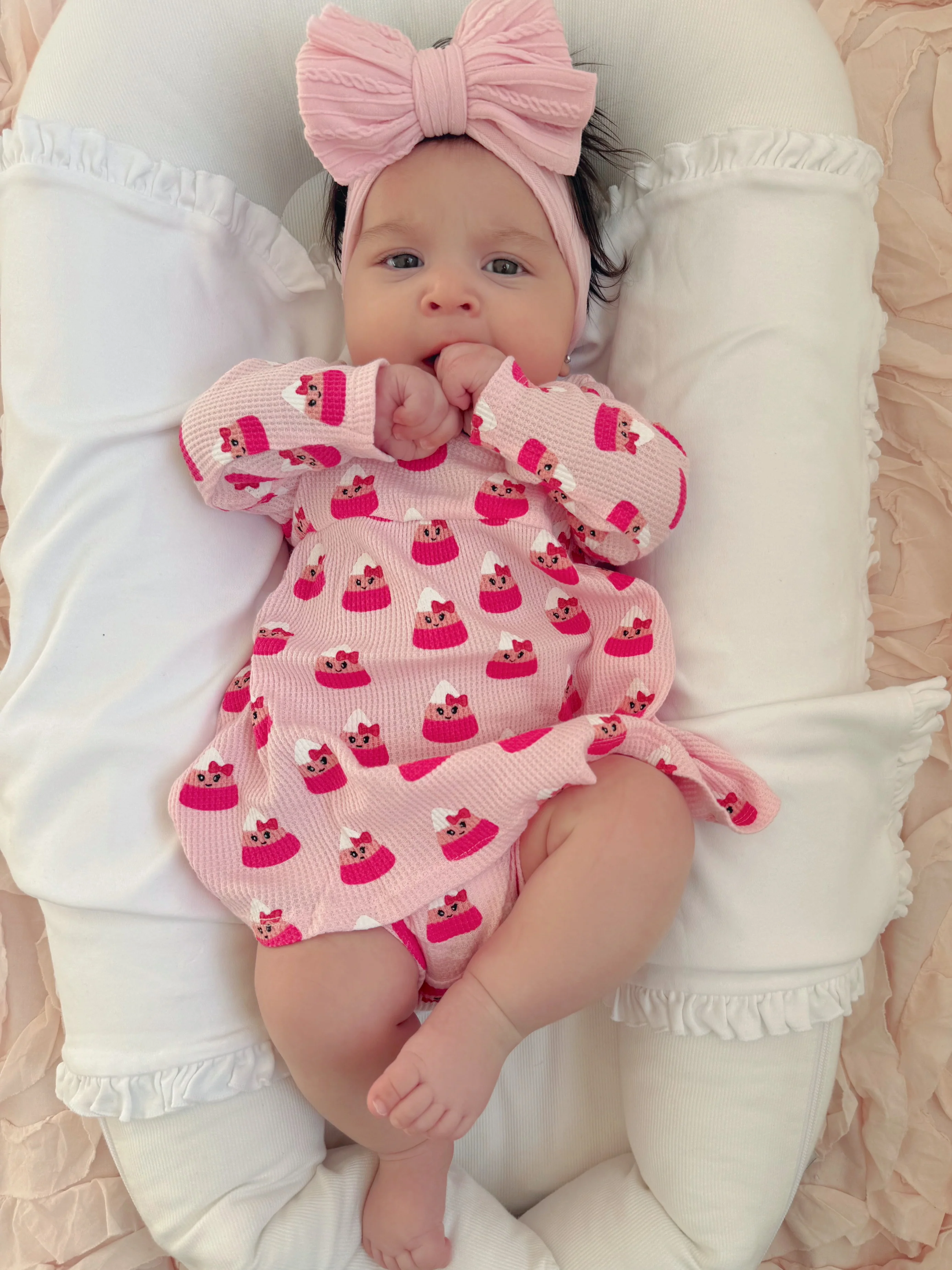 Organic Waffle Simple Dress & Bloomer, Miss Candy Corn
