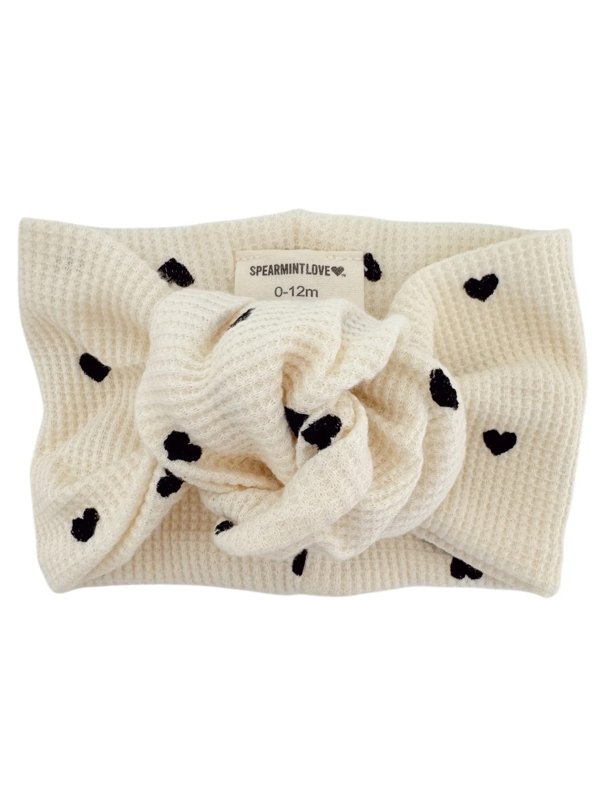 Organic Waffle Turban Headband, Black Heart - Image 2