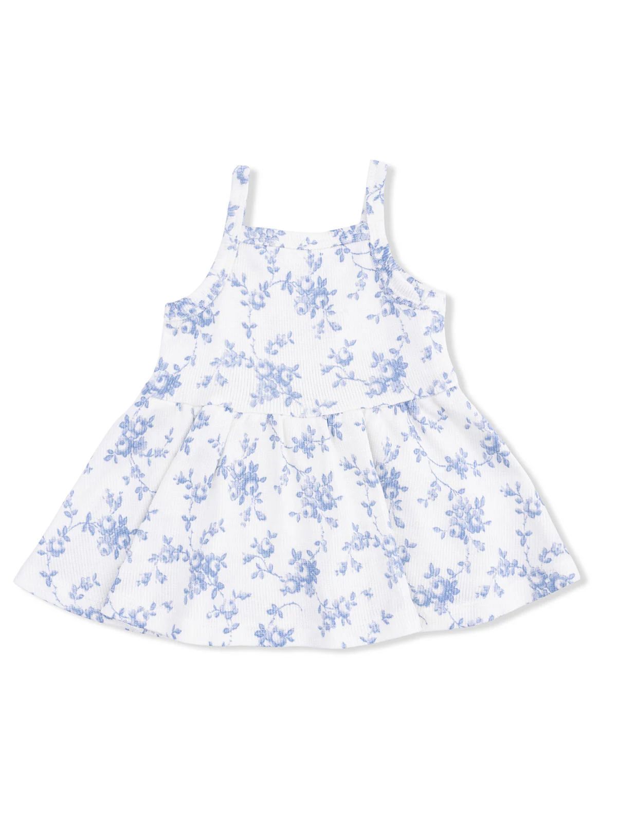 Peplum Tank & Bike Short, Baby Blue Vines Floral - Image 2