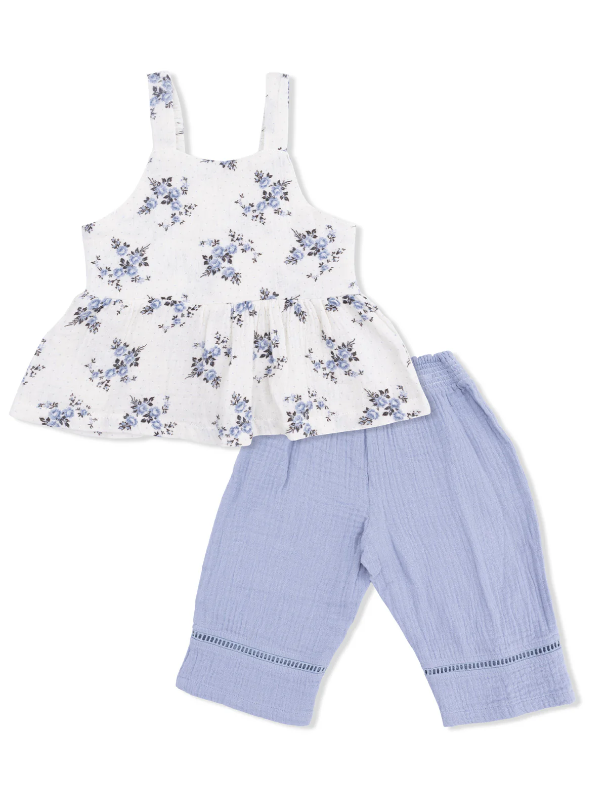 Peplum Tank & Smocked Waist Pant, Belle Rosette Dot - Image 2