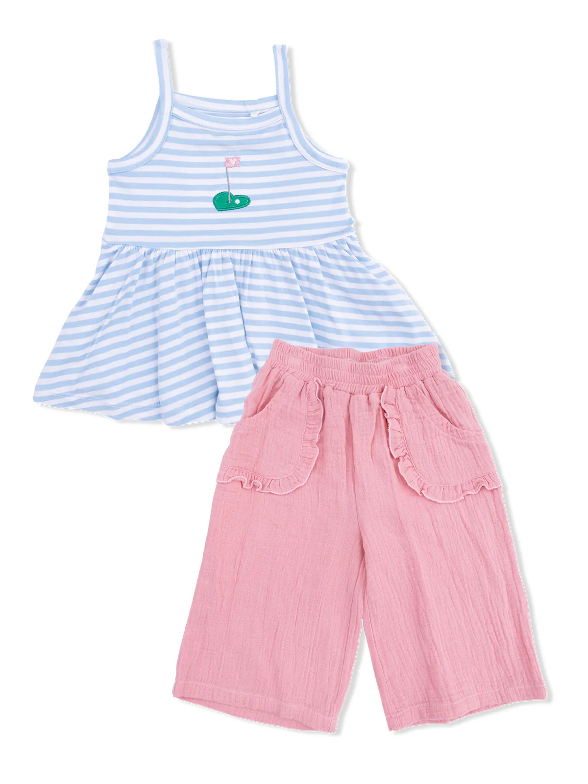 Peplum Tank & Wide Leg Pant, Striped Golf
