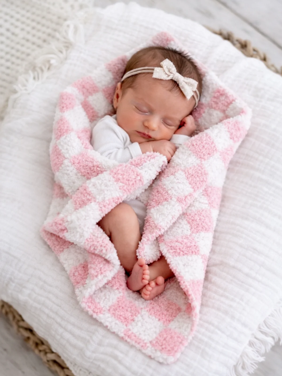 Phufy® Bliss Checkerboard Mini Blanket, Strawberry - Image 2
