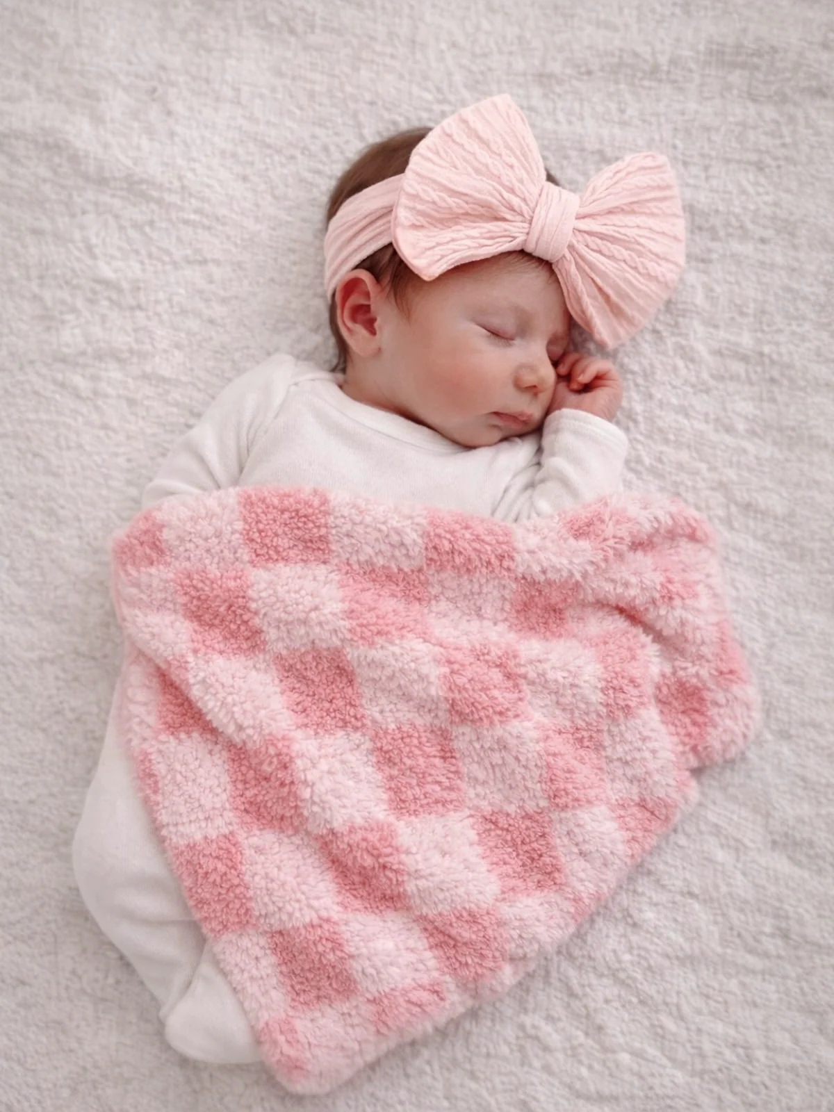 Phufy® Bliss Checkerboard Mini Blanket, Strawberry/Carnation - Image 2
