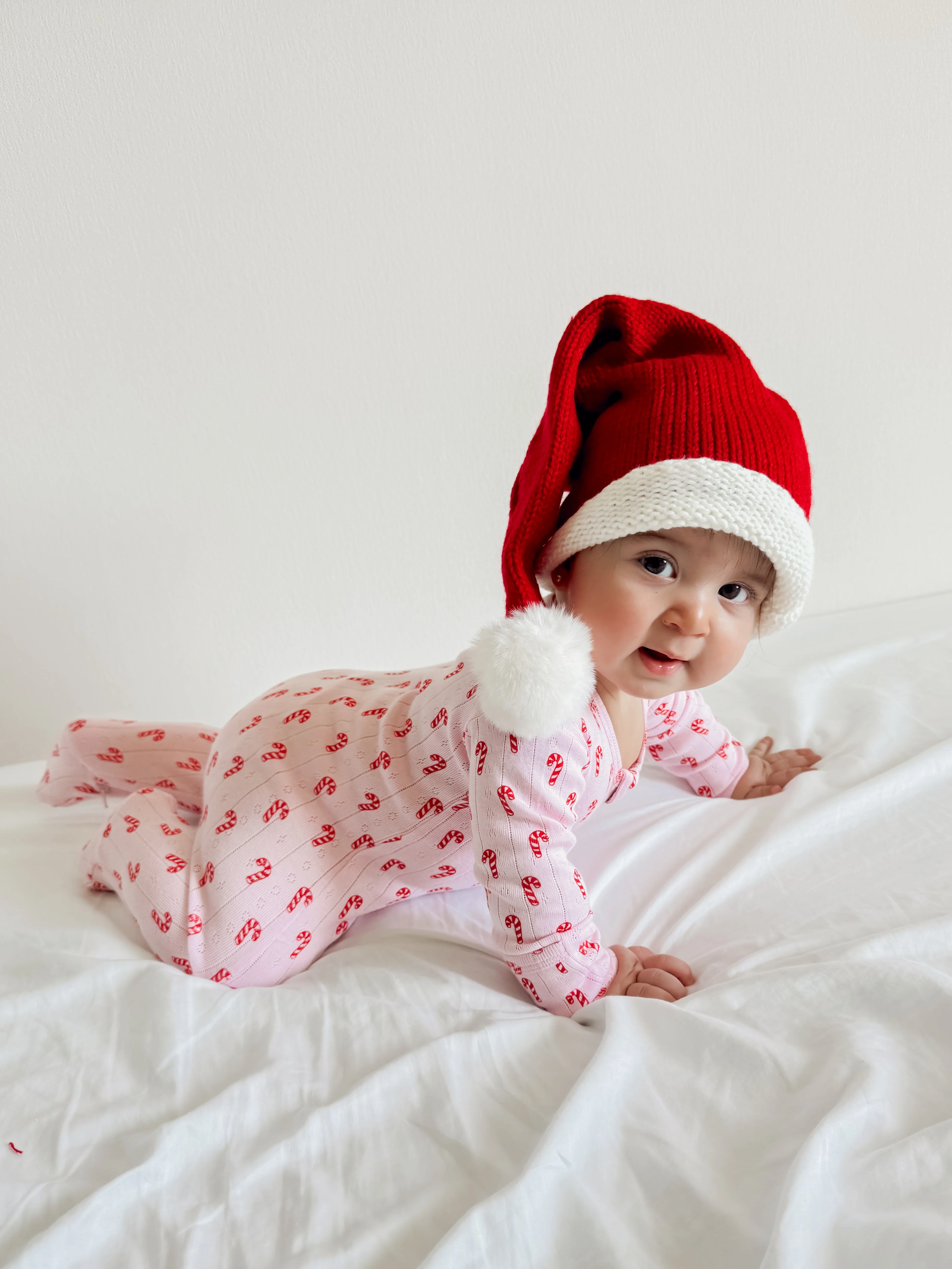Pink Candy Cane / Organic Pointelle 2-Way Zip Footie - Image 3