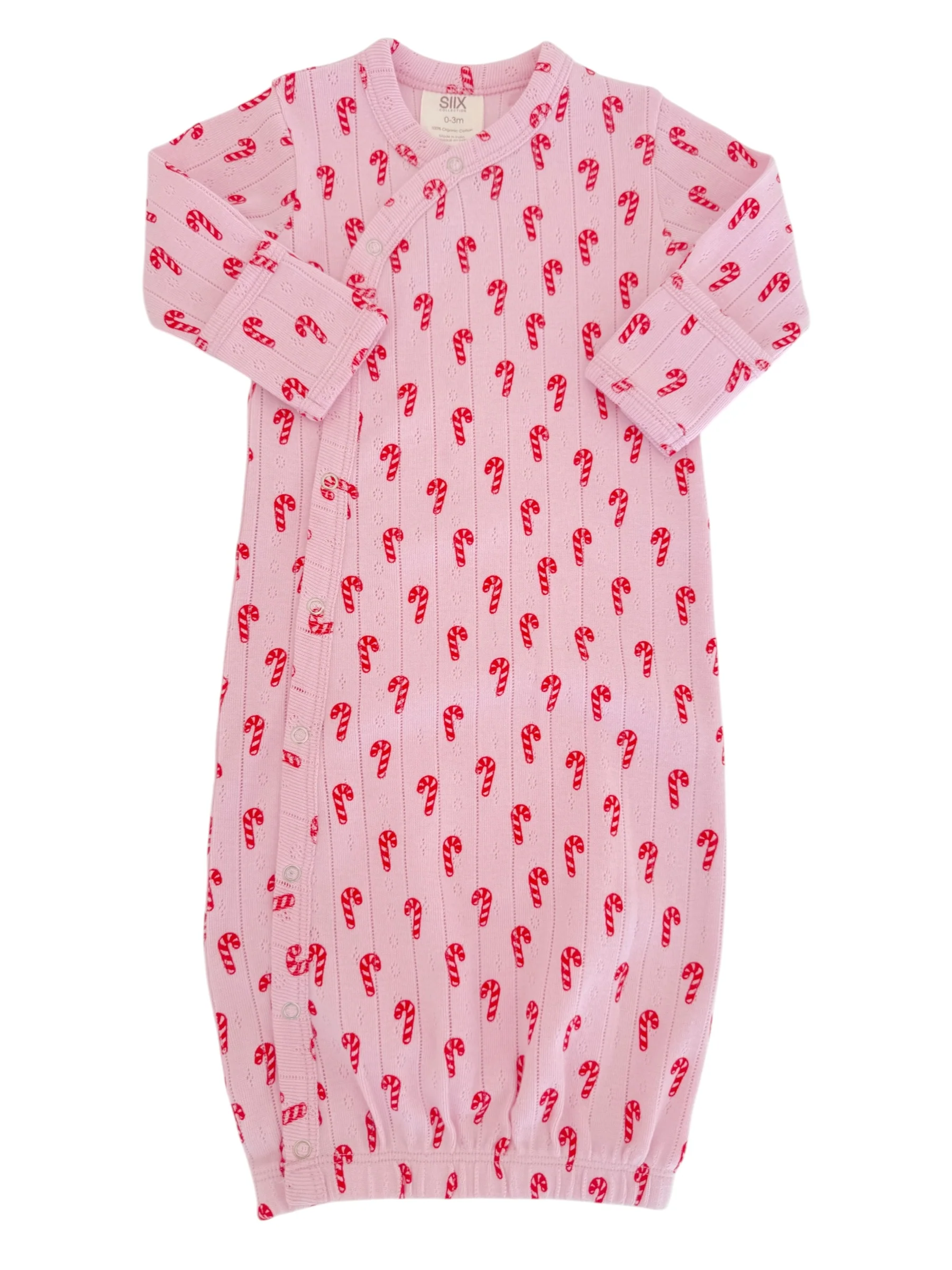 Pink Candy Cane / Organic Pointelle Gown - Image 2