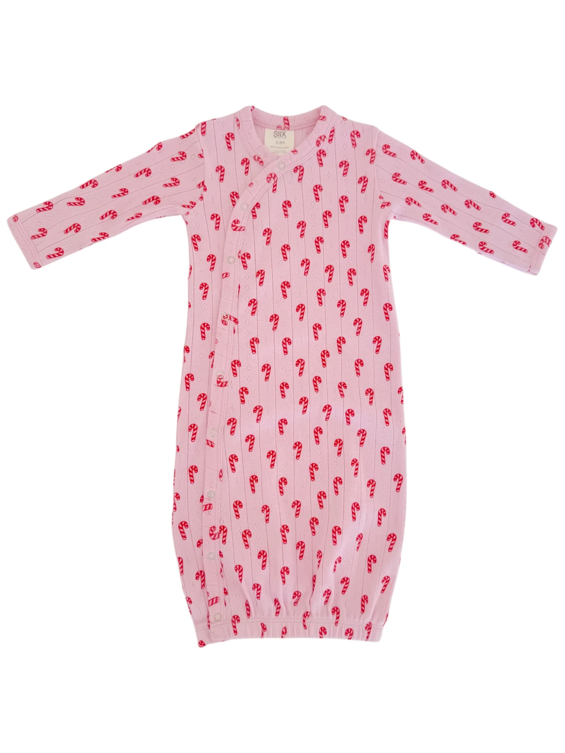 Pink Candy Cane / Organic Pointelle Gown - Image 3