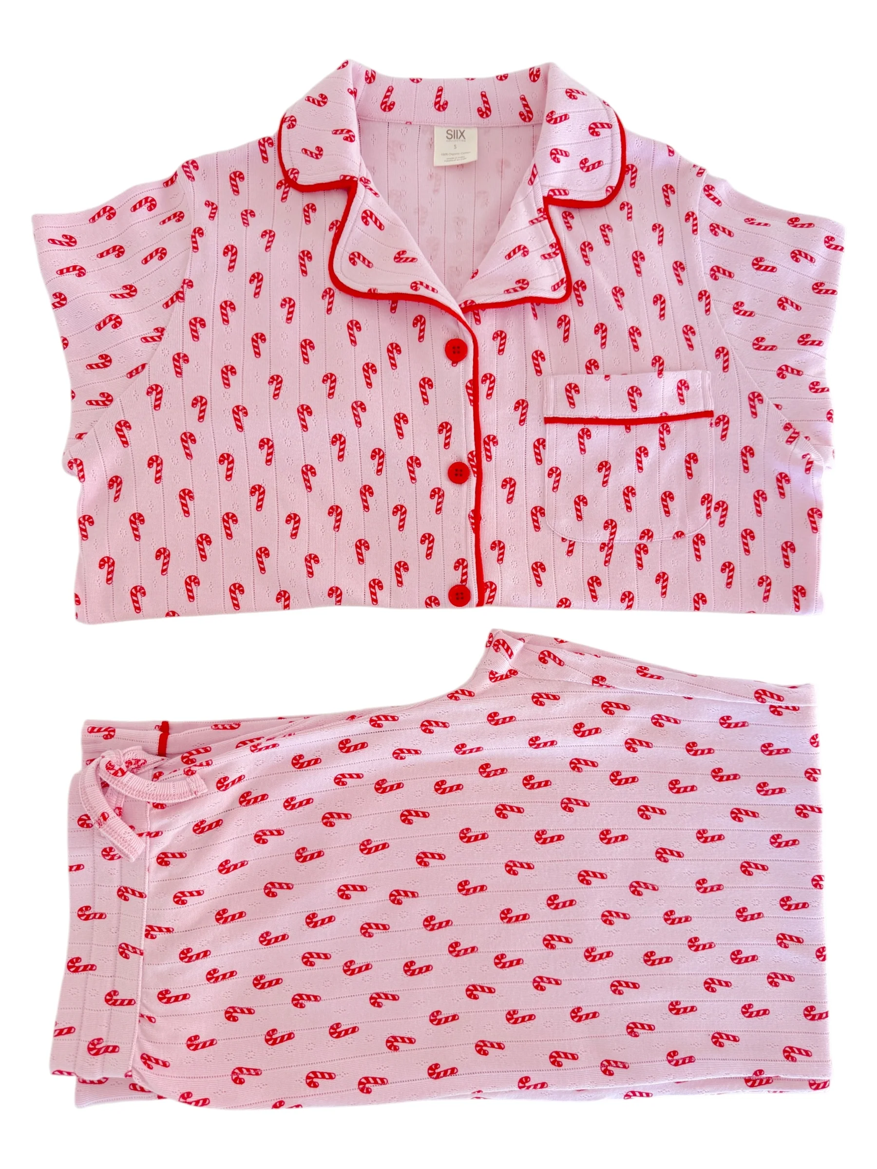 Pink Candy Cane / Organic Pointelle Women's Lounge Set - Image 2