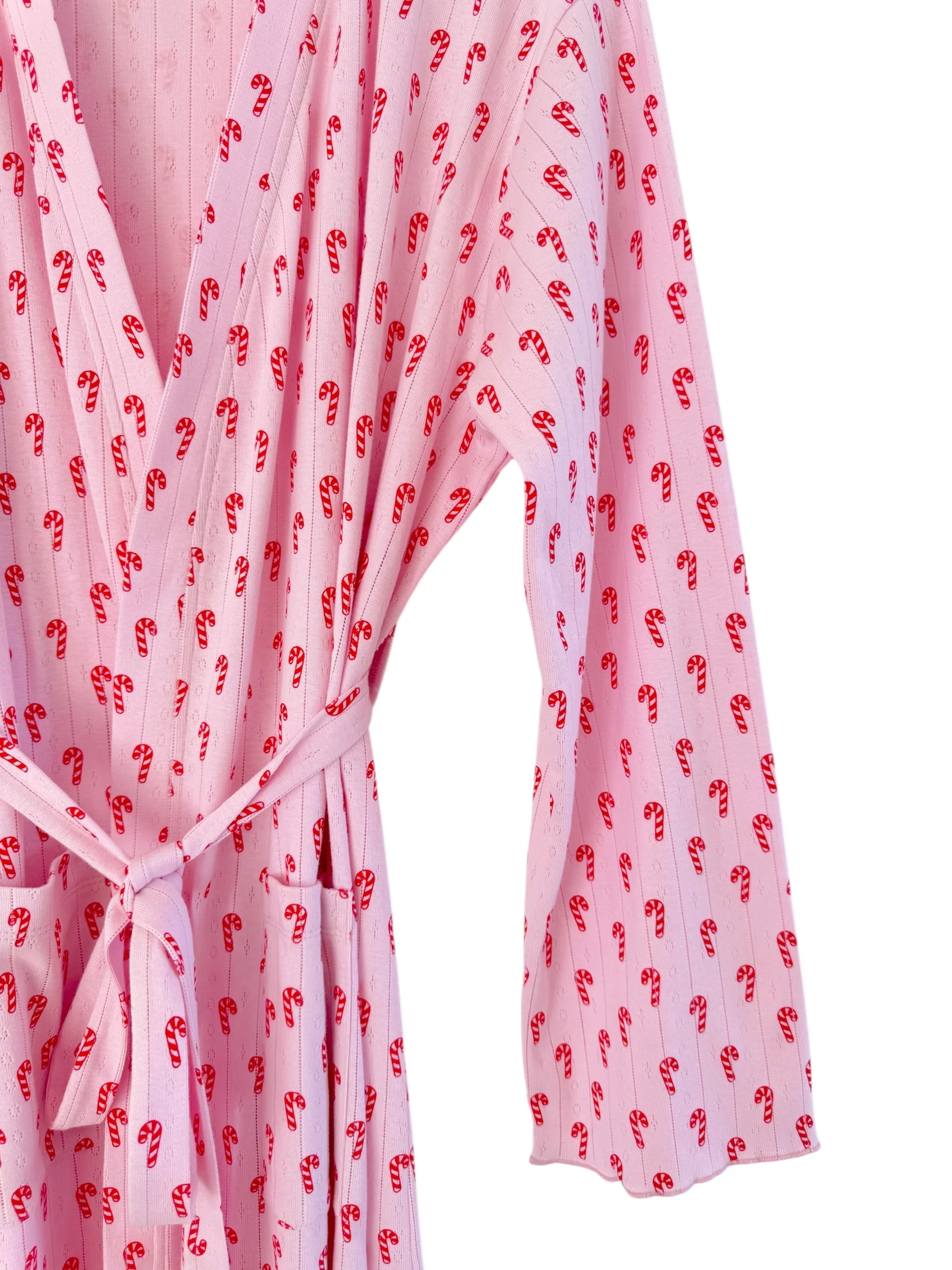 Pink Candy Cane / Organic Pointelle Women's Robe - Image 2