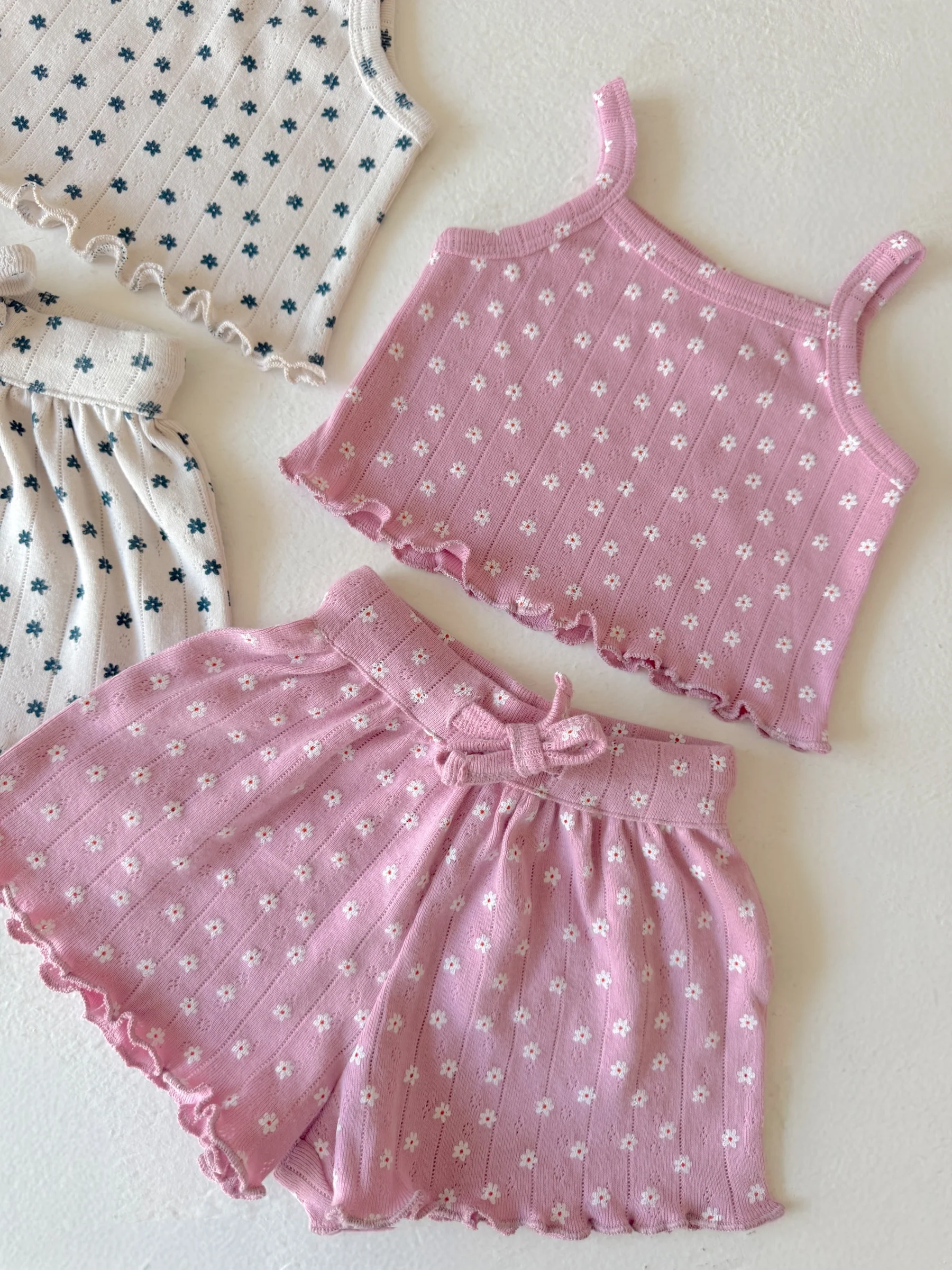 Pink Flower / Organic Pointelle Summer Set - Image 2