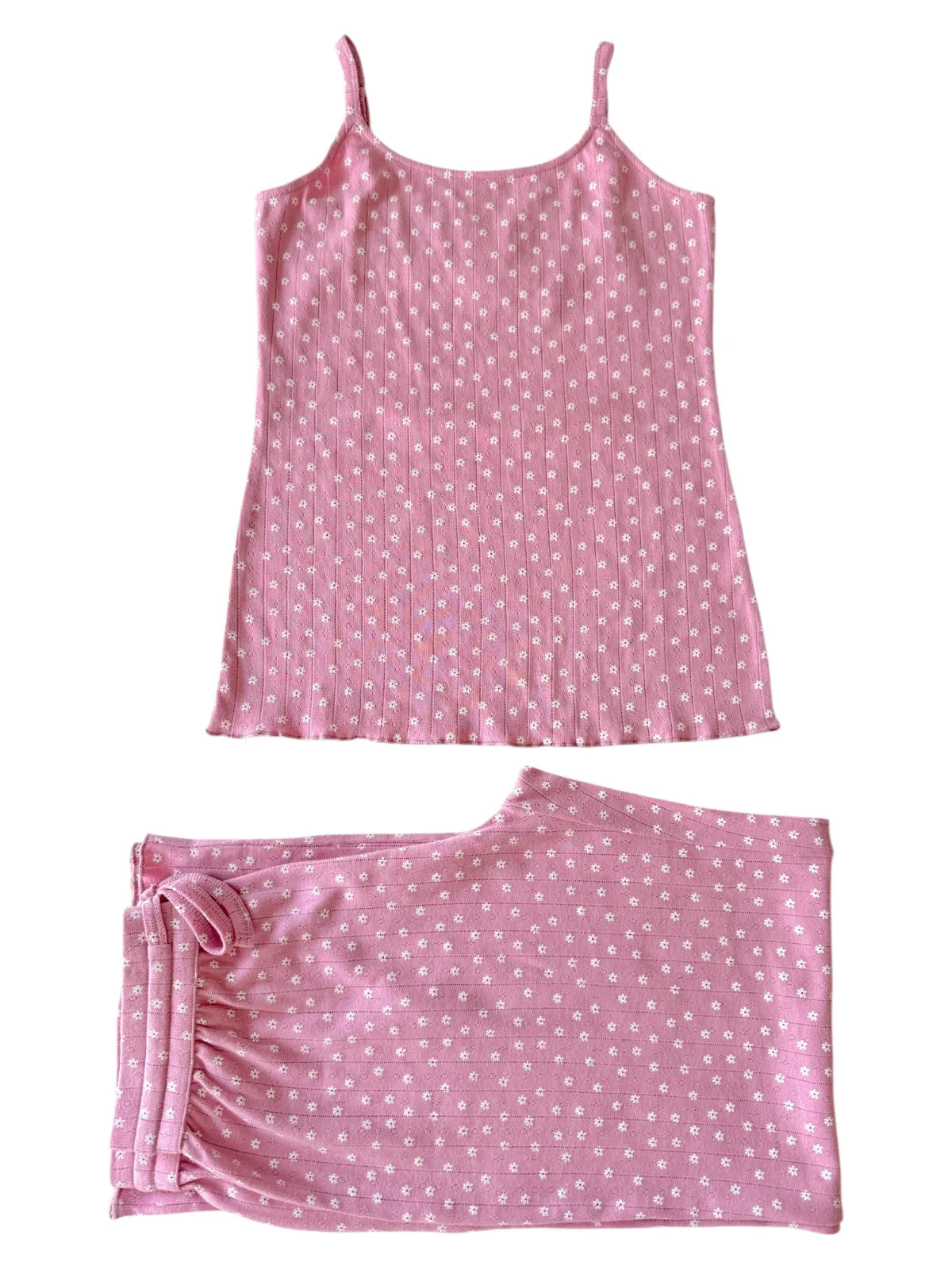 Pink Flower / Organic Pointelle Women's Cami Lounge Set - Image 3