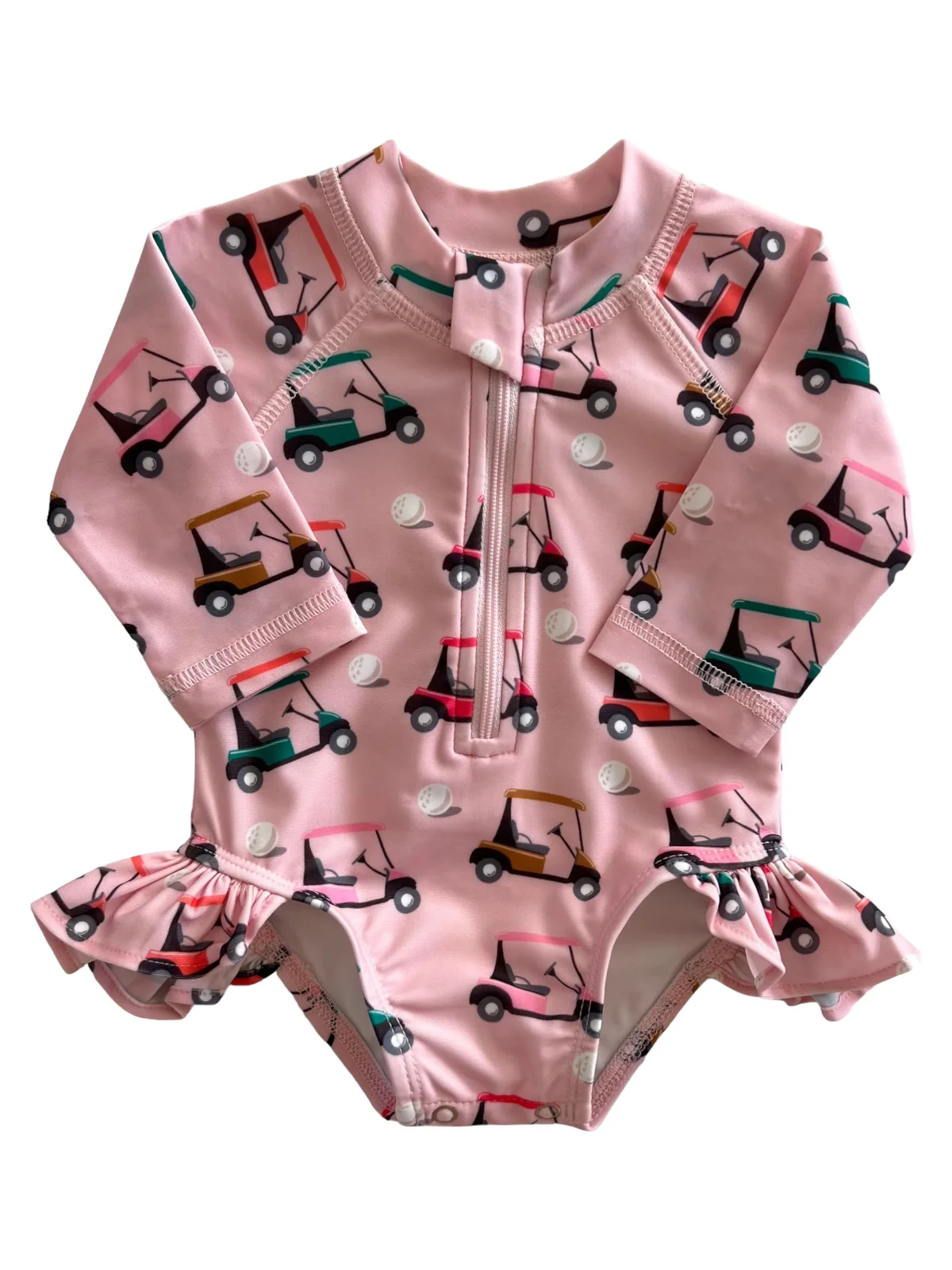 Pink Golf Cart / Skipper Rashguard Swimsuit / UPF 50+ - Image 3