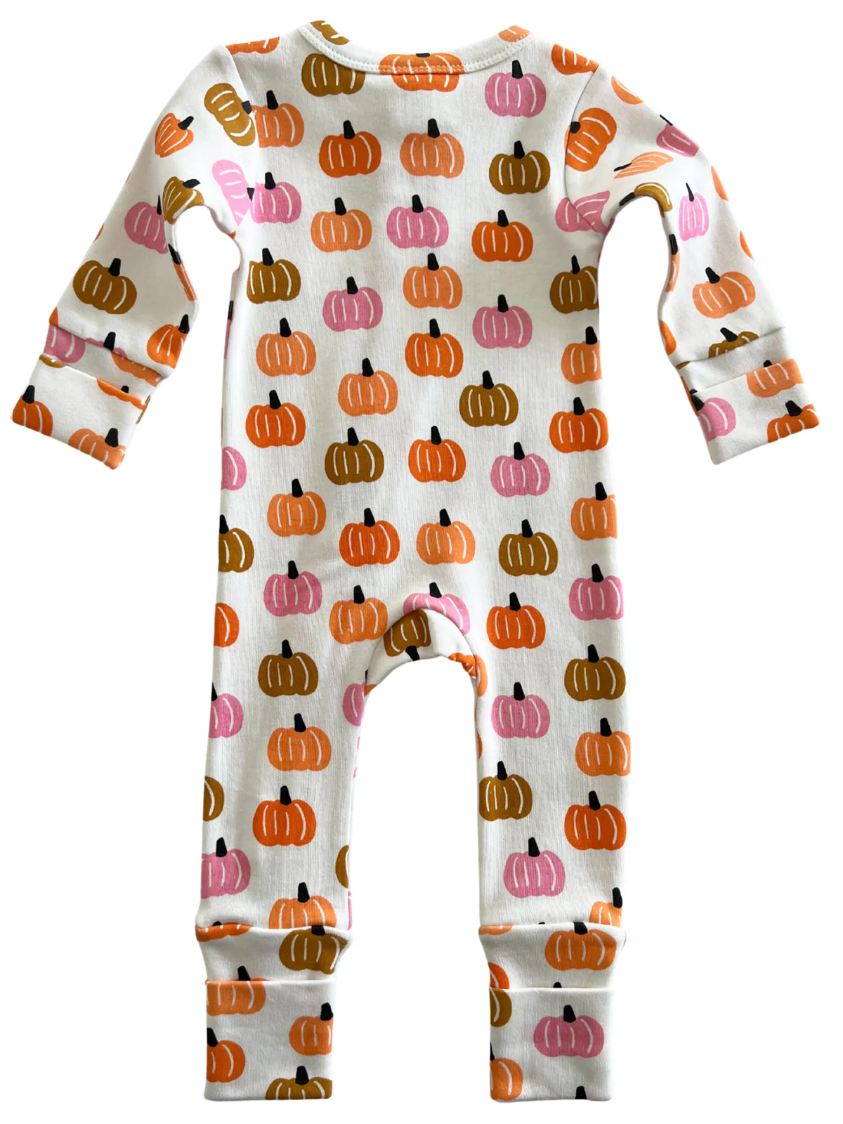 Pink Pumpkin Patch / Organic 2-Way Zip Romper - Image 4