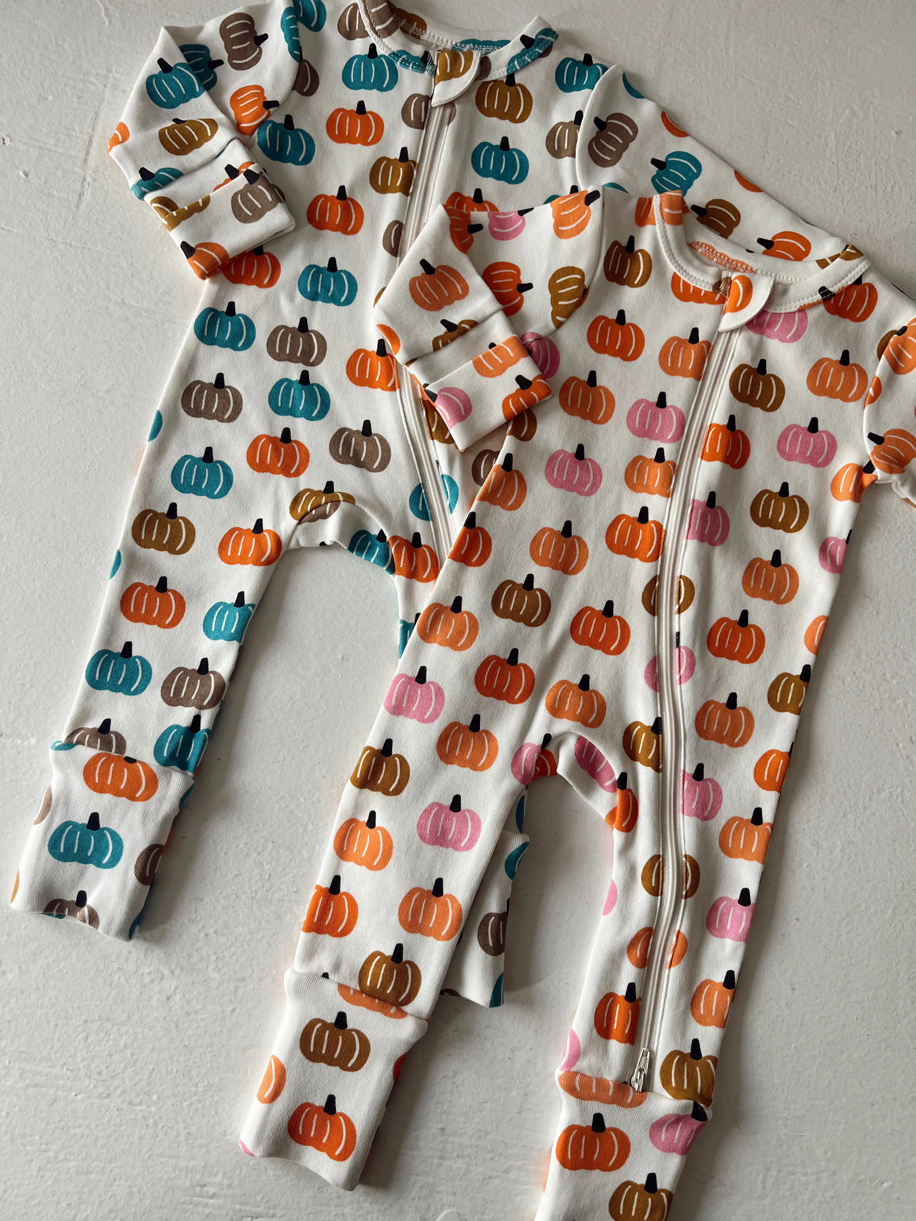 Pink Pumpkin Patch / Organic 2-Way Zip Romper - Image 5