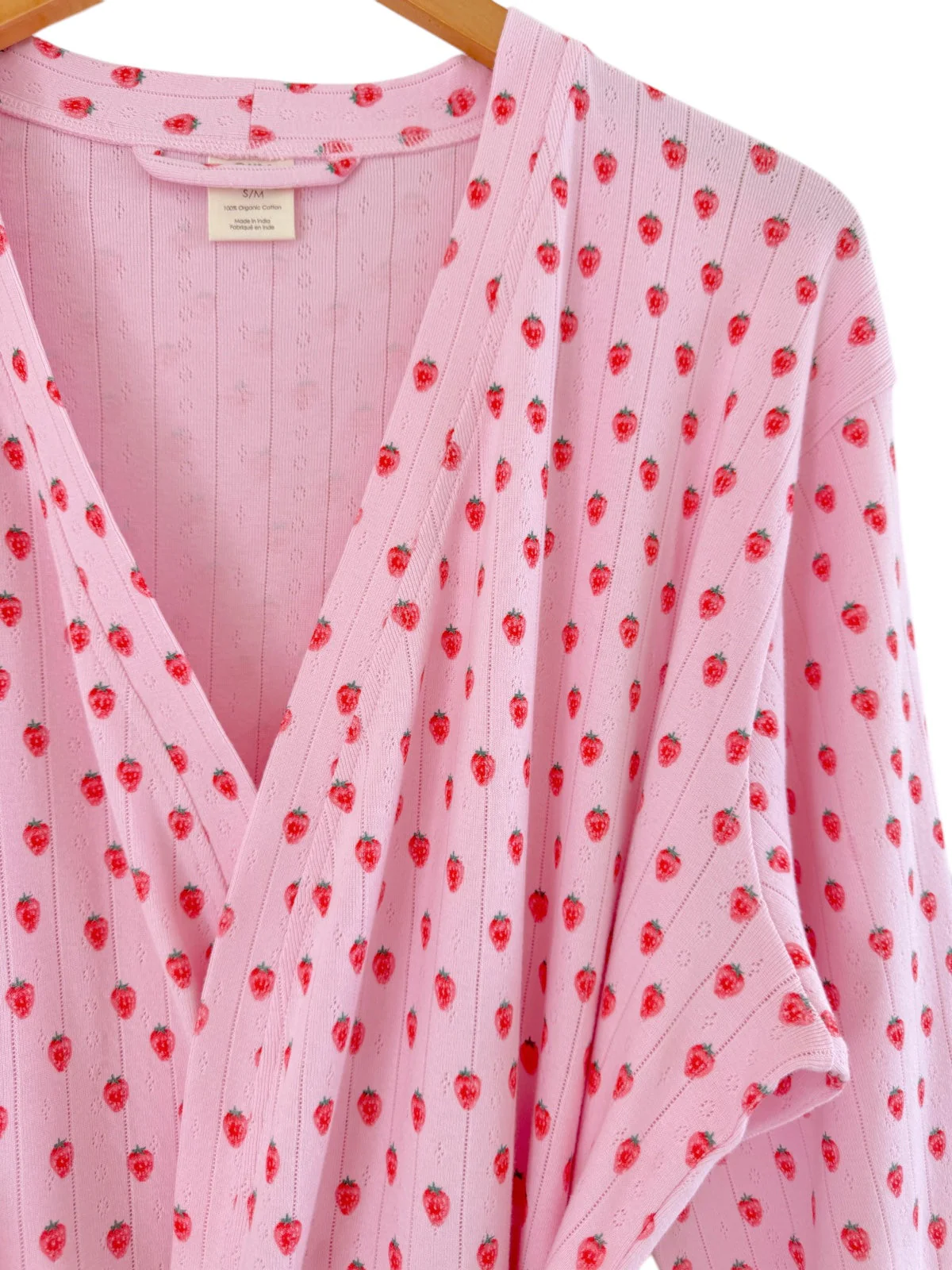 Pink Strawberry / Organic Pointelle Women's Robe - Image 2