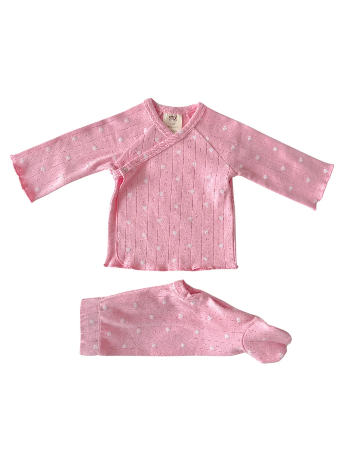 Pink with White Heart / Organic Pointelle Newborn Set - Image 4